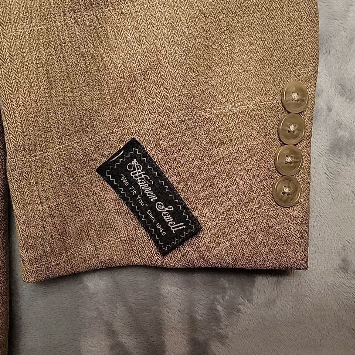 Vintage VTG Warren Sewell Blazer Mens 42L Beige Brown 100% Wool Plaid Regent Suit Coat Jacket Two-Button Notch Lapel Single-Vented Dry Clean Only Mens Size 42R - 5 Thumbnail