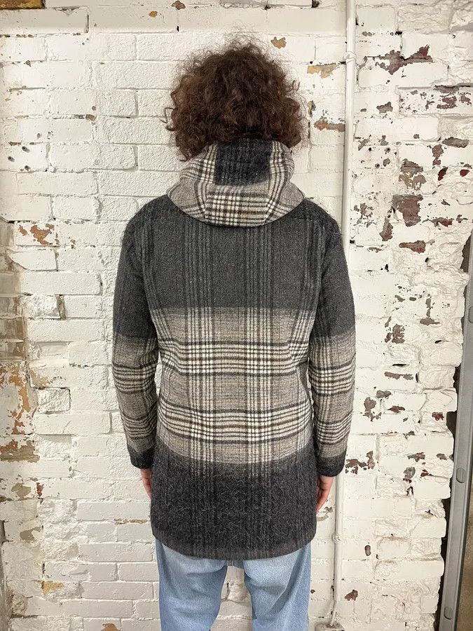 Daniele Alessandrini Daniele Alessandrini Tartan Gradient Grey Long Coat Size US M / EU 48-50 / 2 - 3 Thumbnail