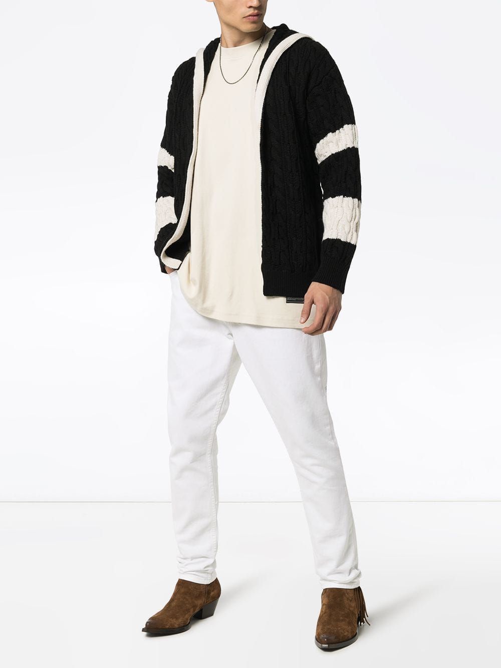 Saint Laurent Paris Baja Cable Knit Hooded Cardigan Size US L / EU 52-54 / 3 - 5 Thumbnail