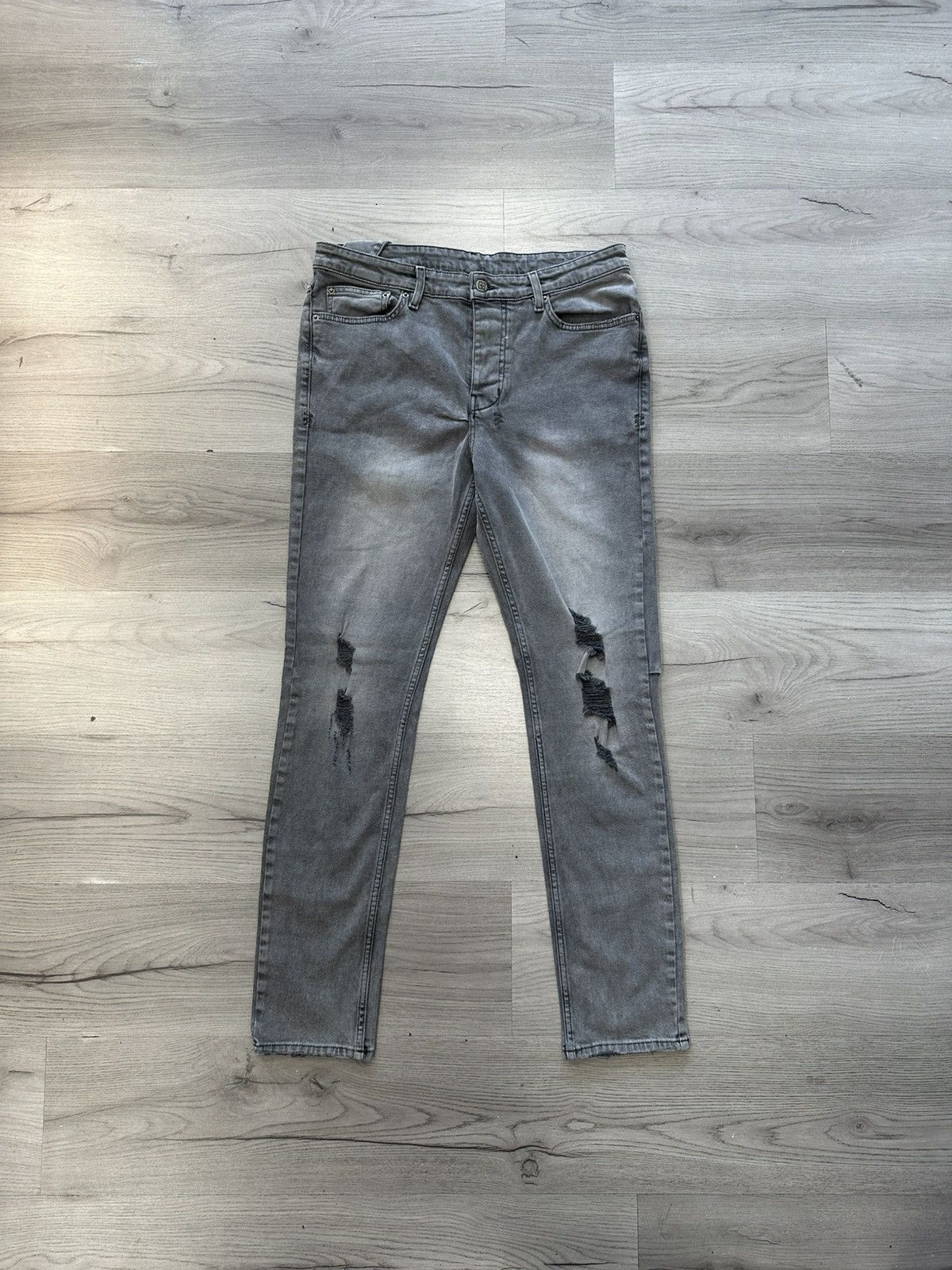 Ksubi Ksubi Distressed Grey Denim Size US 33 - 1 Thumbnail