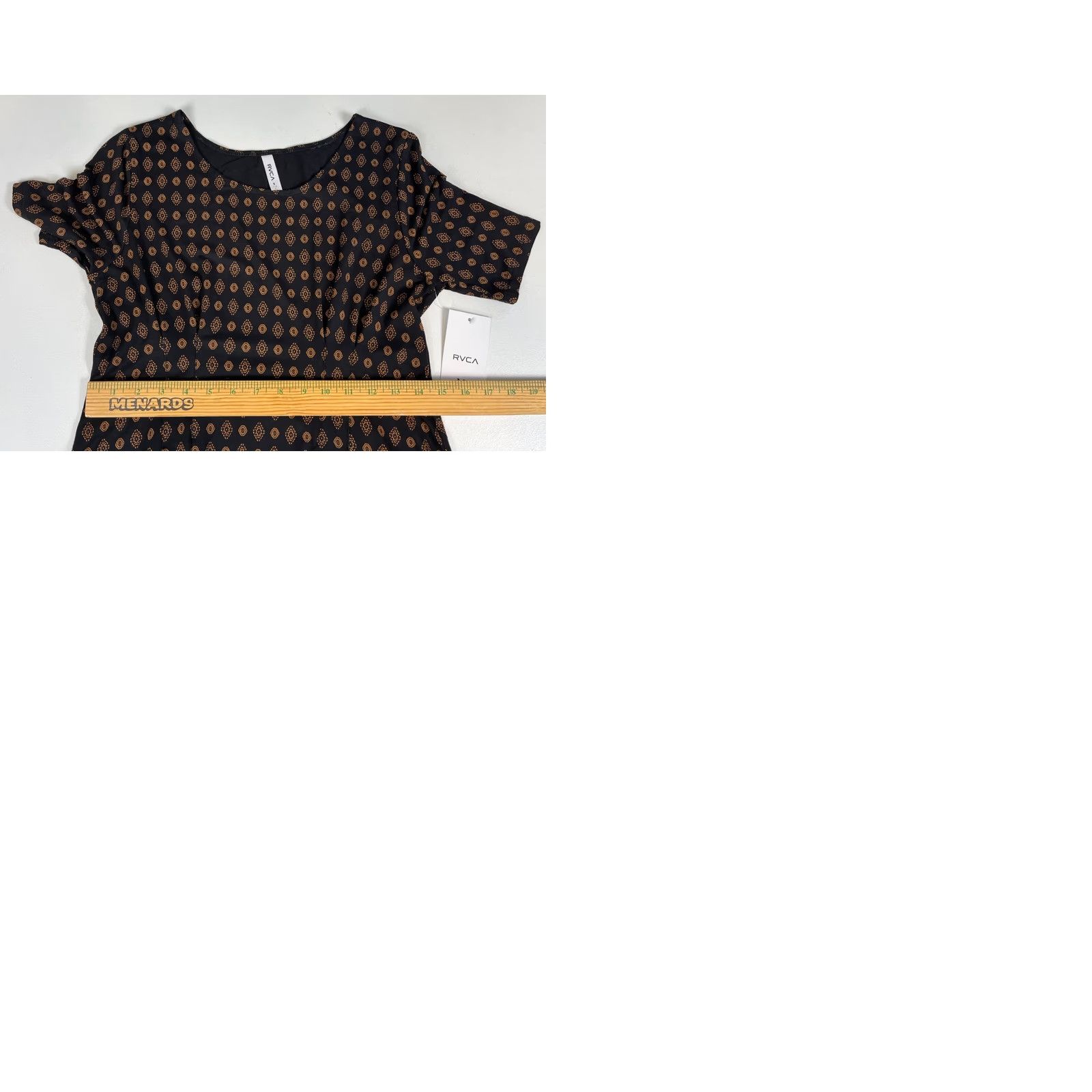 RVCA NWT RVCA Women’s Sylas Dress Short Sleeve Foulard Print Sz S Black Jersey Knit A-Line Casual Womens Size 28" / US 6 / IT 42 - 11 Thumbnail