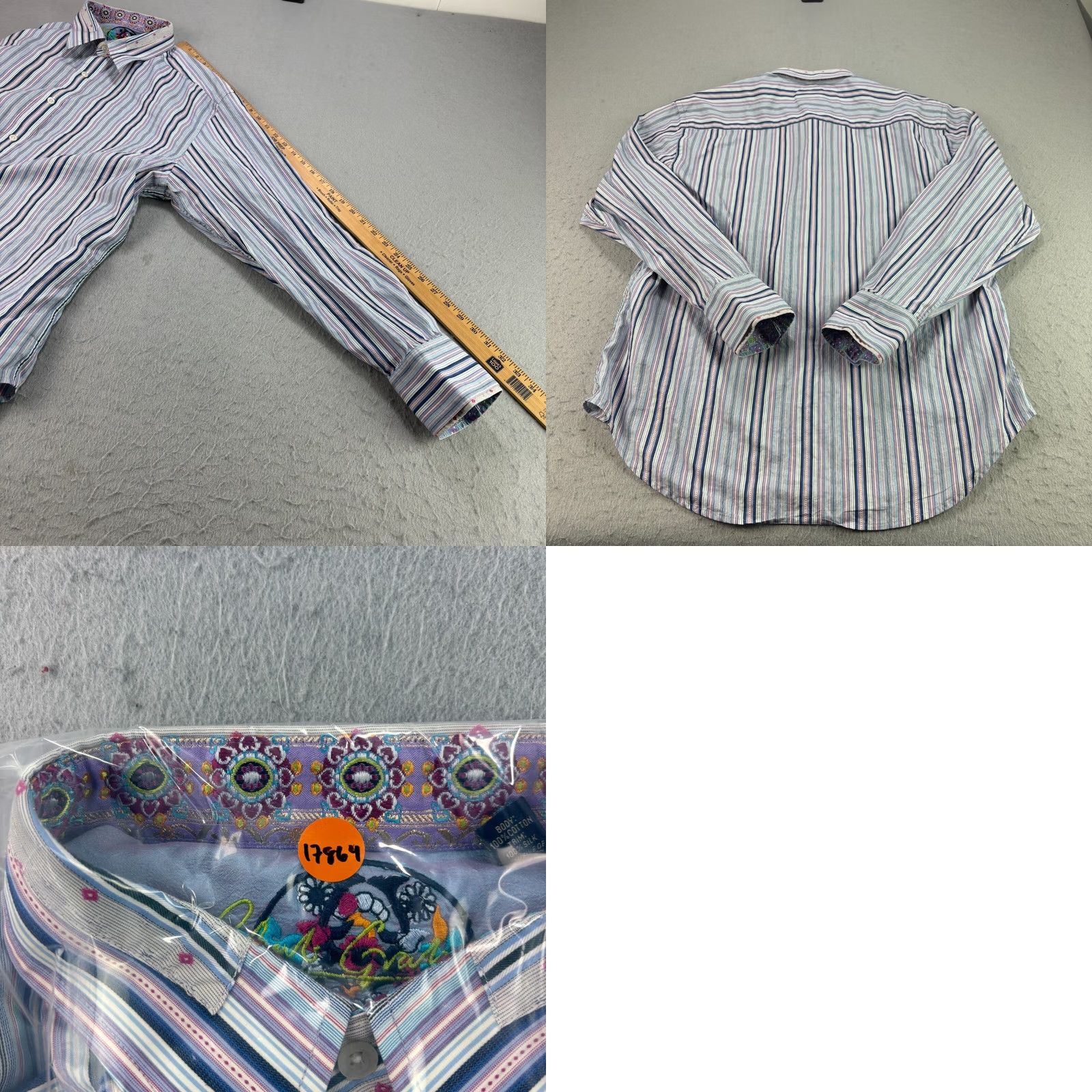 Robert Graham Robert Graham Shirt Mens 2XL Blue Striped Button Up Long Sleeve Flip Cuff Up Casual Party/Cocktail Size US XXL / EU 58 / 5 - 8 Thumbnail