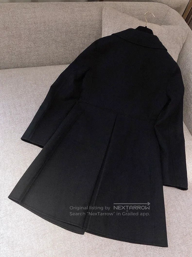 Valentino Valentino A black high-waisted wool coat with willow stud Size S / US 4 / IT 40 - 2 Thumbnail