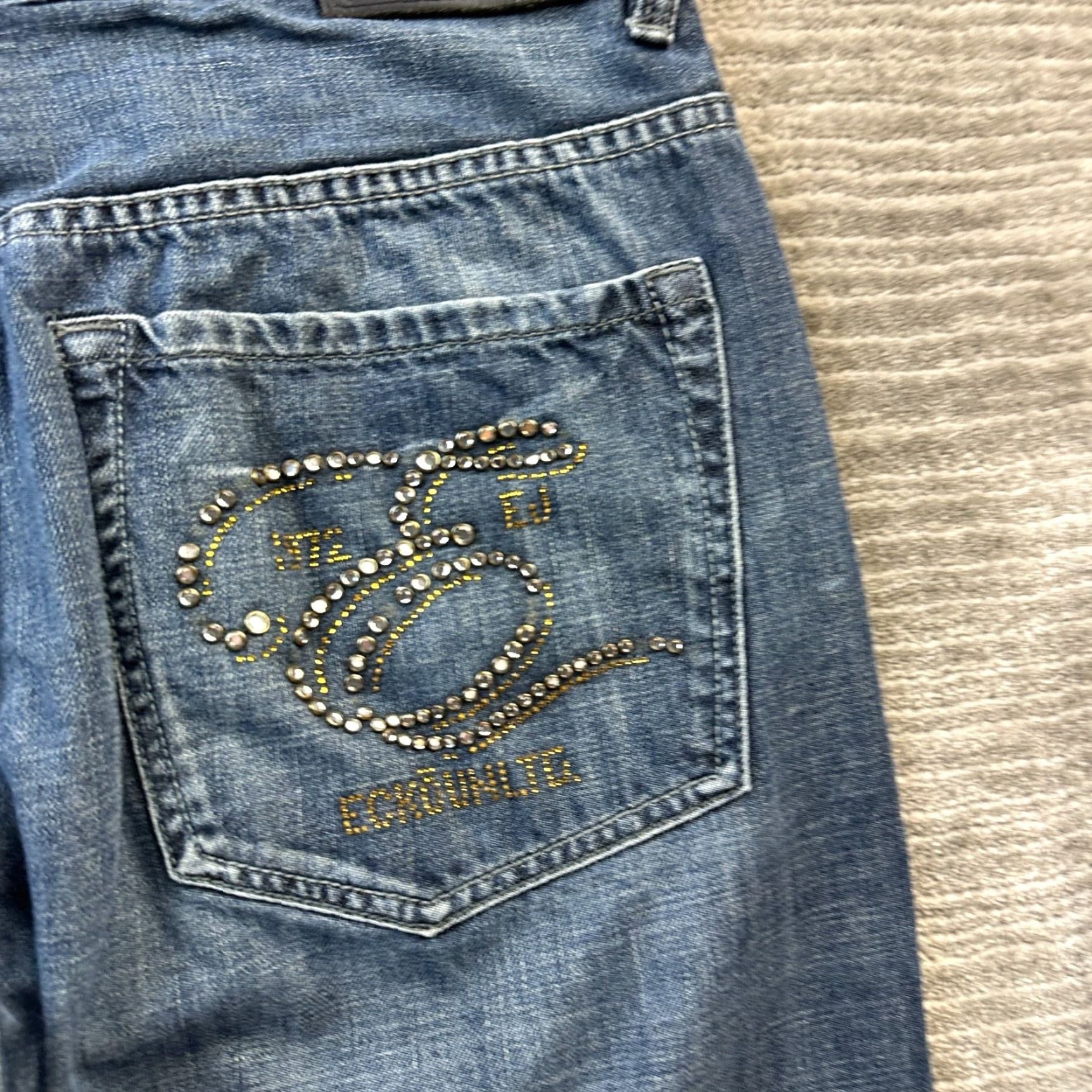 Ecko Unltd. VINTAGE Ecko Unltd Jeans Mens 36x30 Gray Denim Pants Y2K Rhinestones Baggy 10" Jeans Size US 36 / EU 52 - 7 Thumbnail