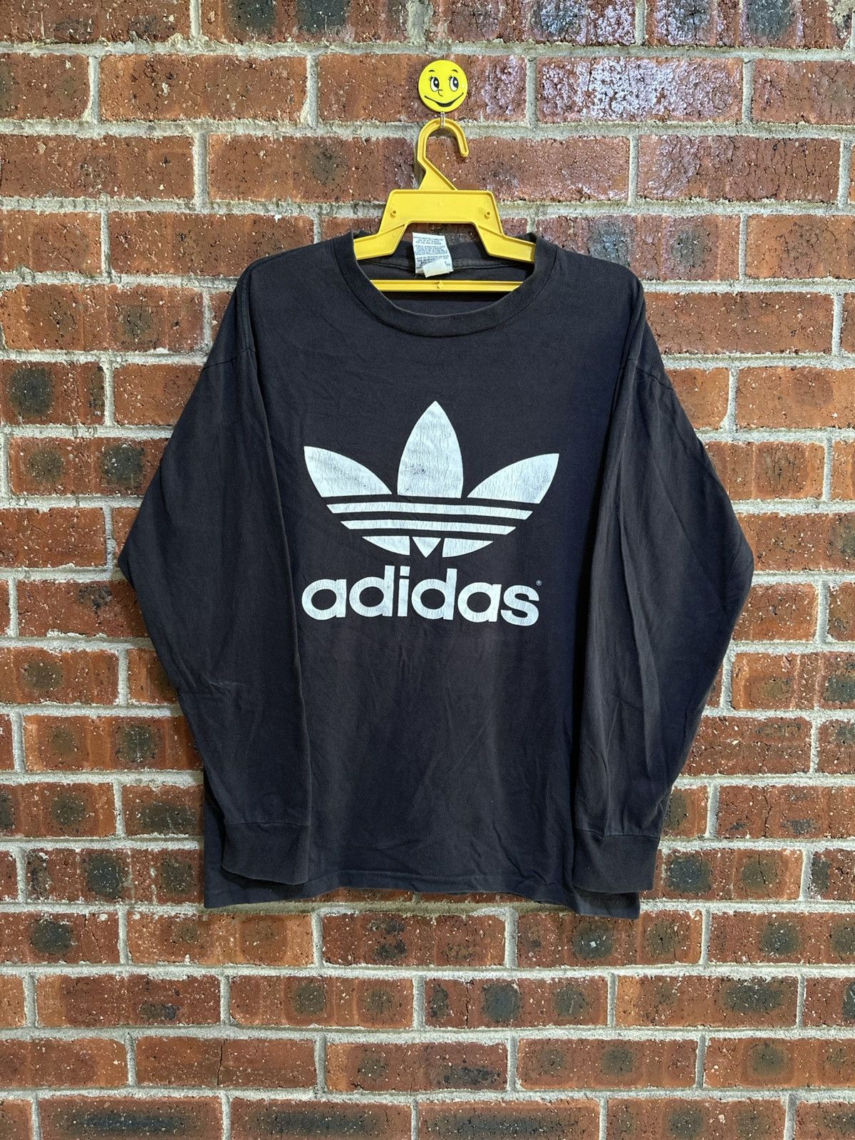 Adidas × Vintage Vintage Adidas Big Logo Long Sleeve Faded Tee Size US M / EU 48-50 / 2 - 1 Thumbnail