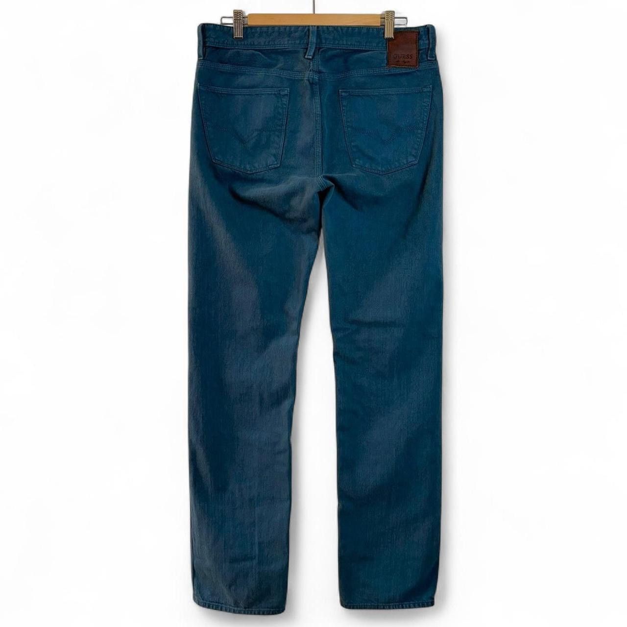 Guess × Vintage Vintage Y2K Guess Teal Cracked Slim Straight Denim Jeans Size US 33 - 5 Thumbnail