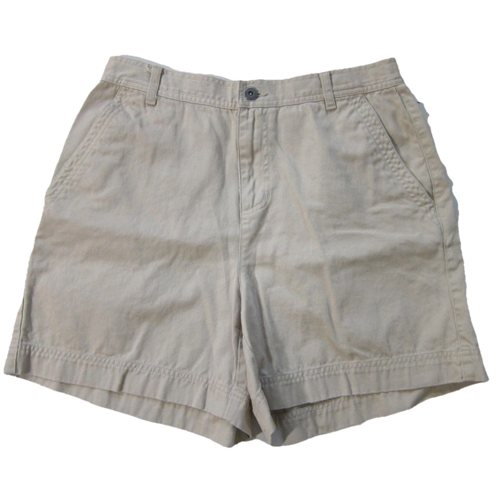 Liz Claiborne Vintage Liz Claiborne Beige Cotton High Rise Waist Flat Front Chino Short 10/L Size 30" / US 8 / IT 44 - 6 Thumbnail