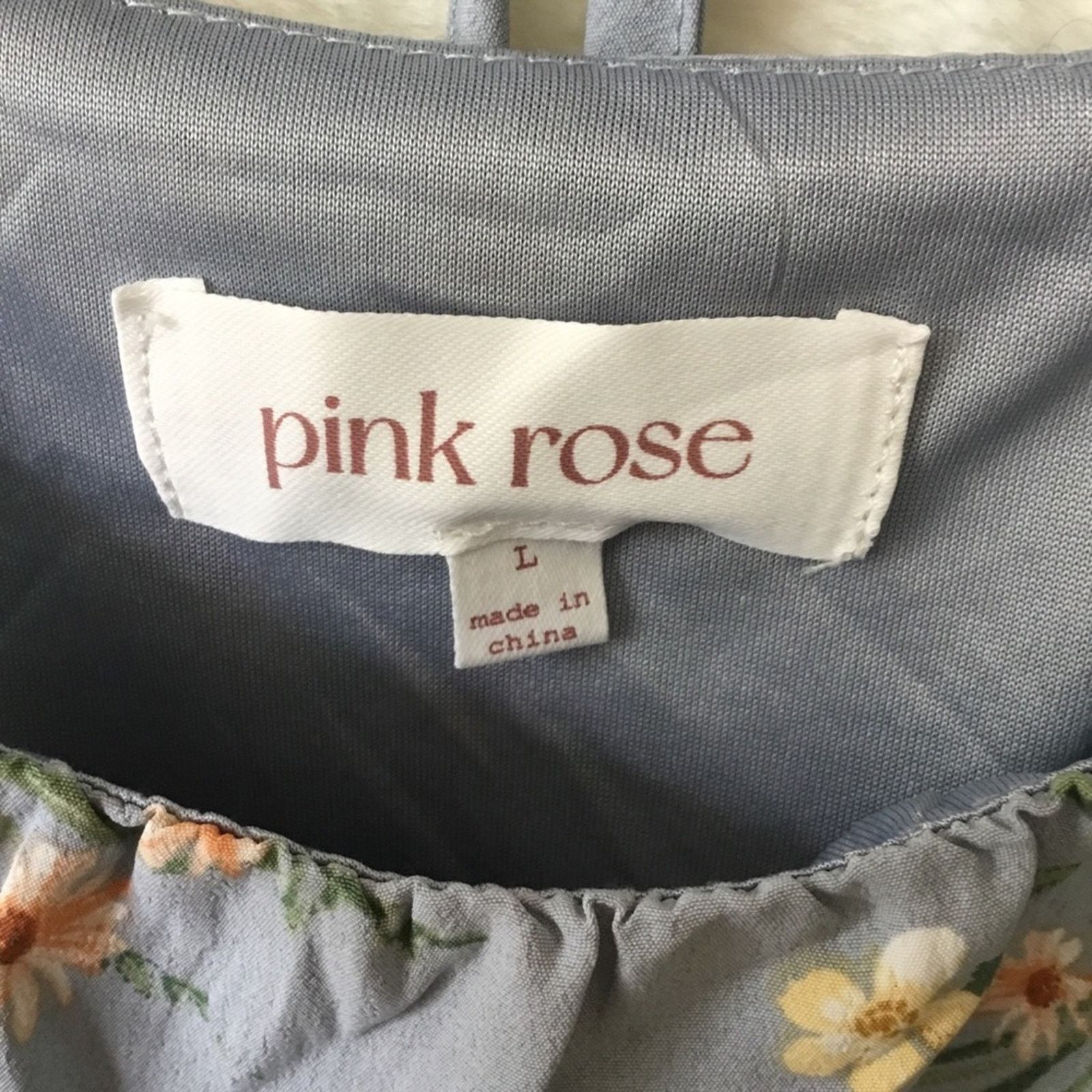 Other Pink Rose Blue Floral Smocked Waist Flutter Sleeve Dress Size L / US 10 / IT 46 - 6 Thumbnail
