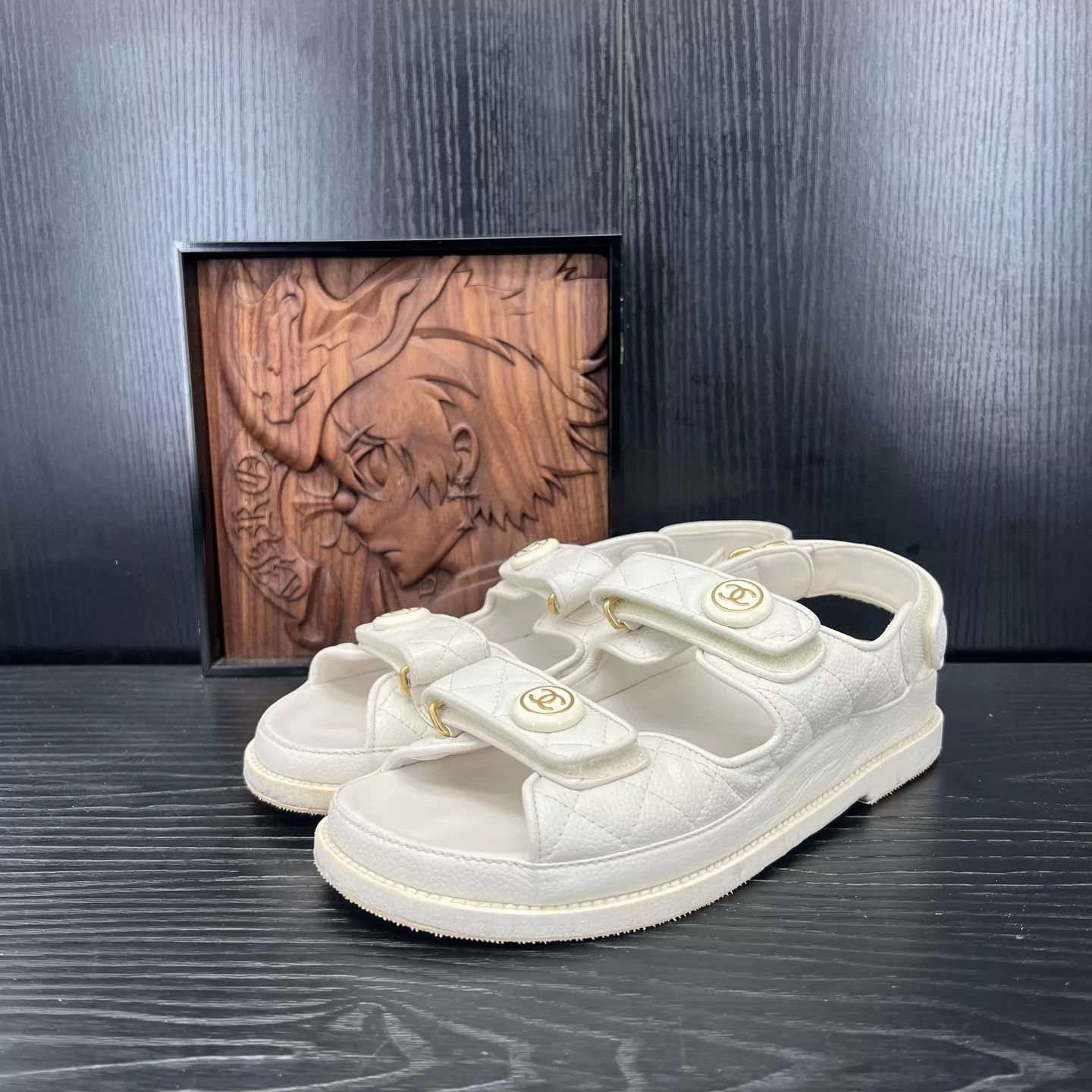 Chanel Chanel Cream Velcro Sandals 37 Size US 6.5 / IT 36.5 - 1 Thumbnail