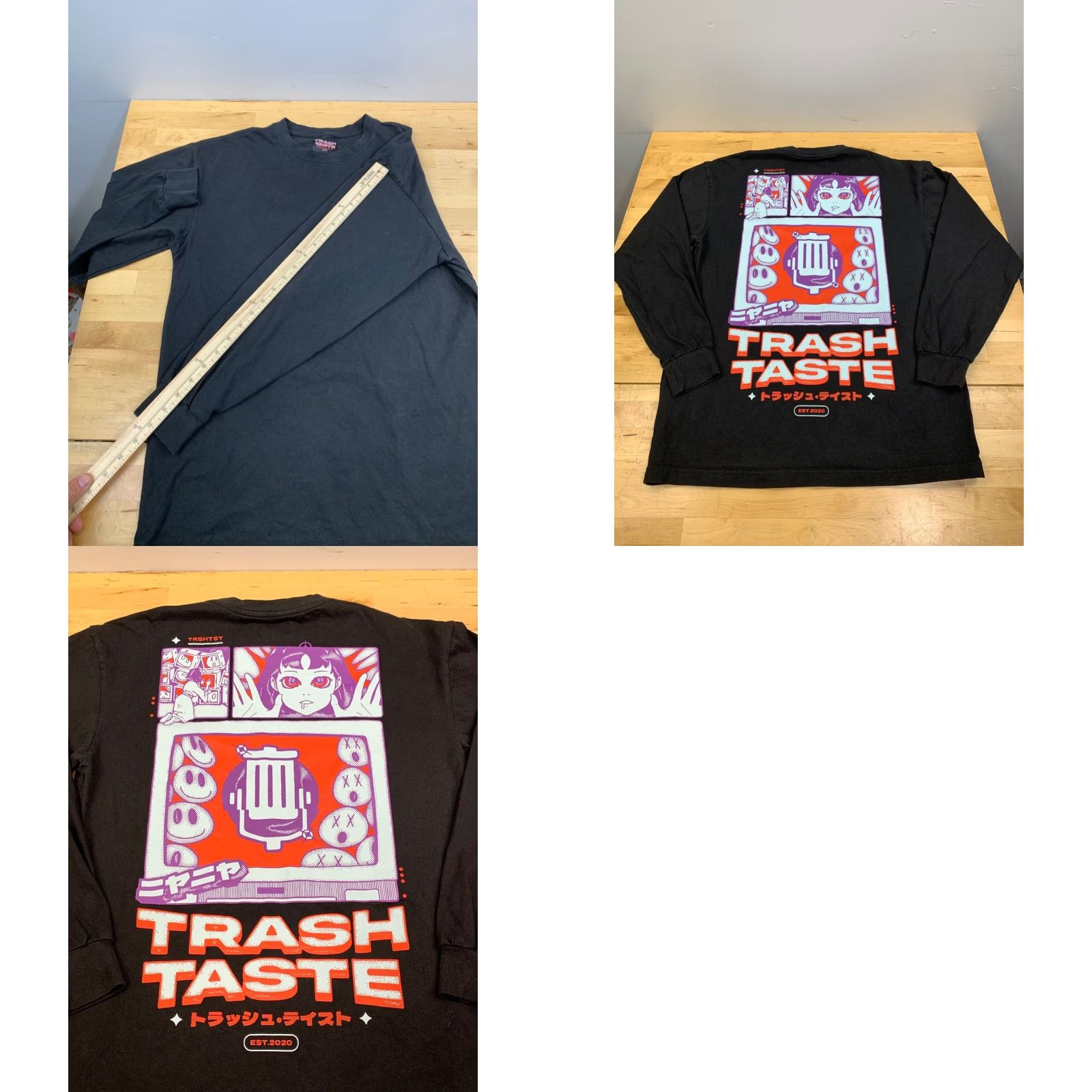 Vintage Trash Taste Long Sleeve Shirt Men S Black Anime Pullover 90s 00s Smiley Size US S / EU 44-46 / 1 - 8 Thumbnail