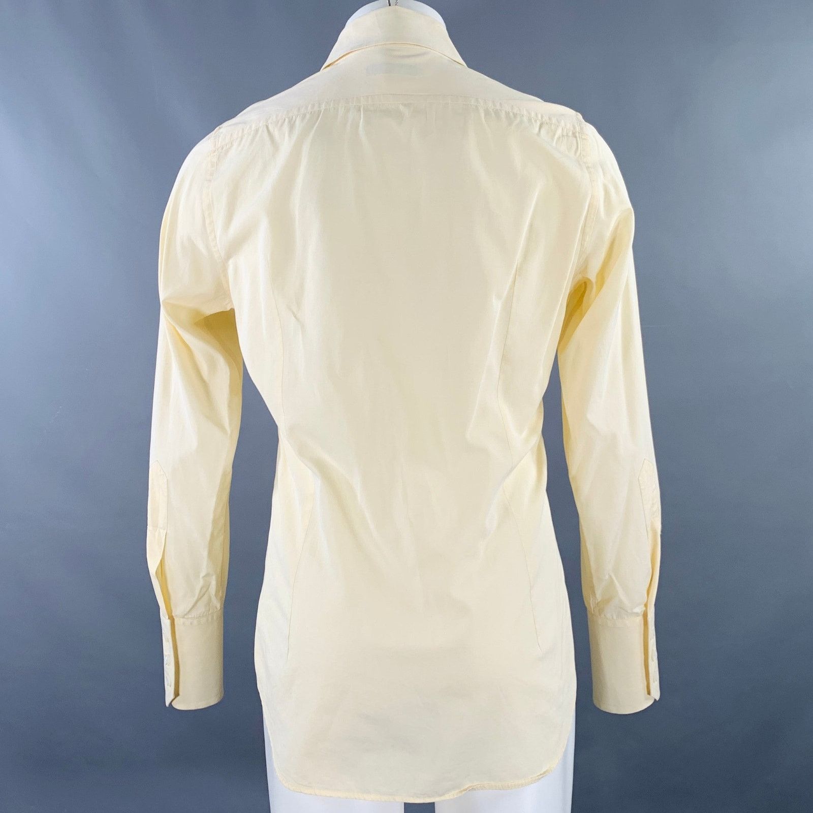 Dsquared2 DSQUARED2 Yellow Cotton Curved Cutaway Long Sleeve Shirt Size US M / EU 48-50 / 2 - 3 Thumbnail