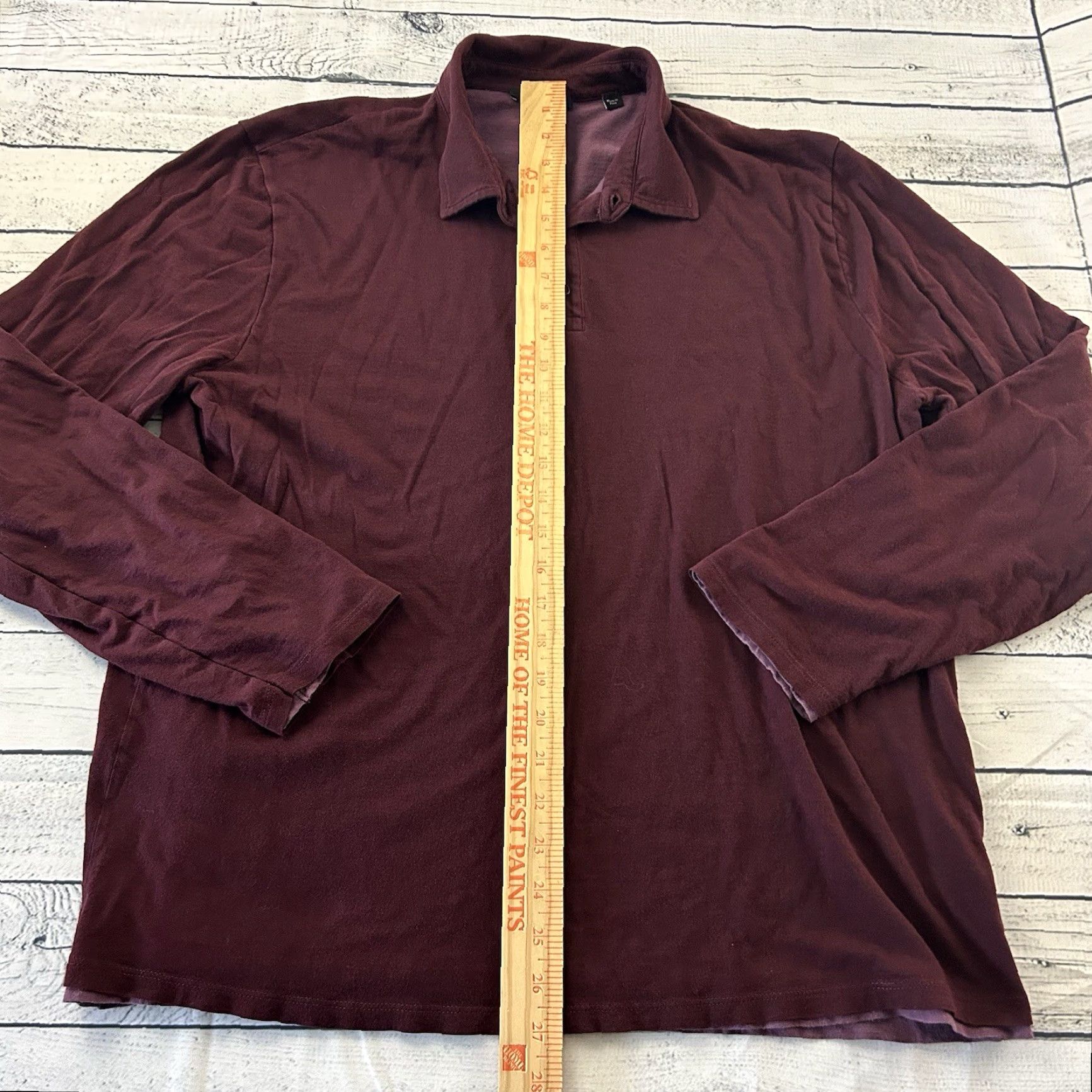 Vince Vince Long Sleeve Button-Front Rugby Shirt Men's XL Maroon Size US XL / EU 56 / 4 - 3 Thumbnail