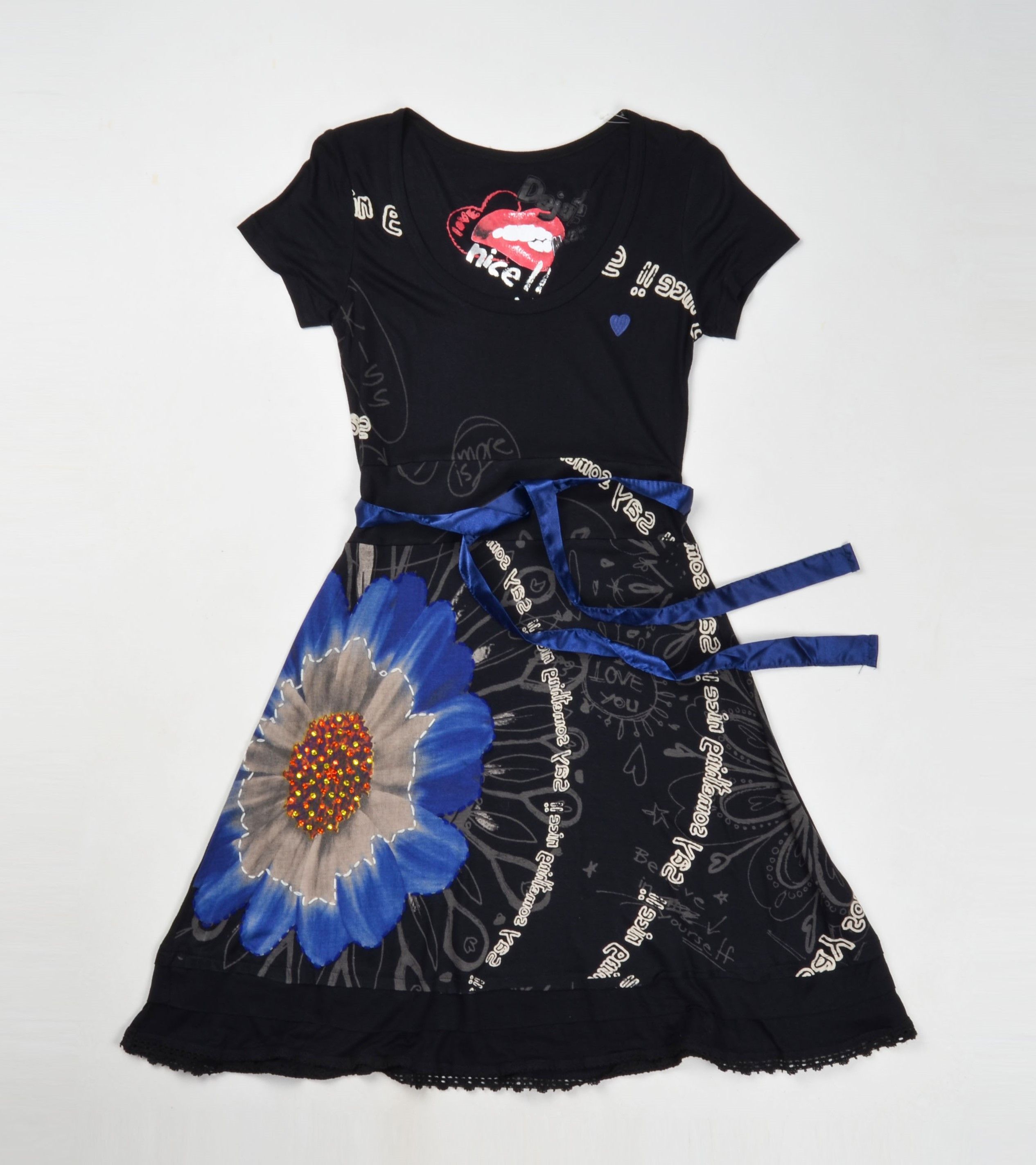Designer × Desigual × Vintage Desigual Y2K Boho Short Sleeve Beaded Belted Dress Size L / US 10 / IT 46 - 4 Thumbnail