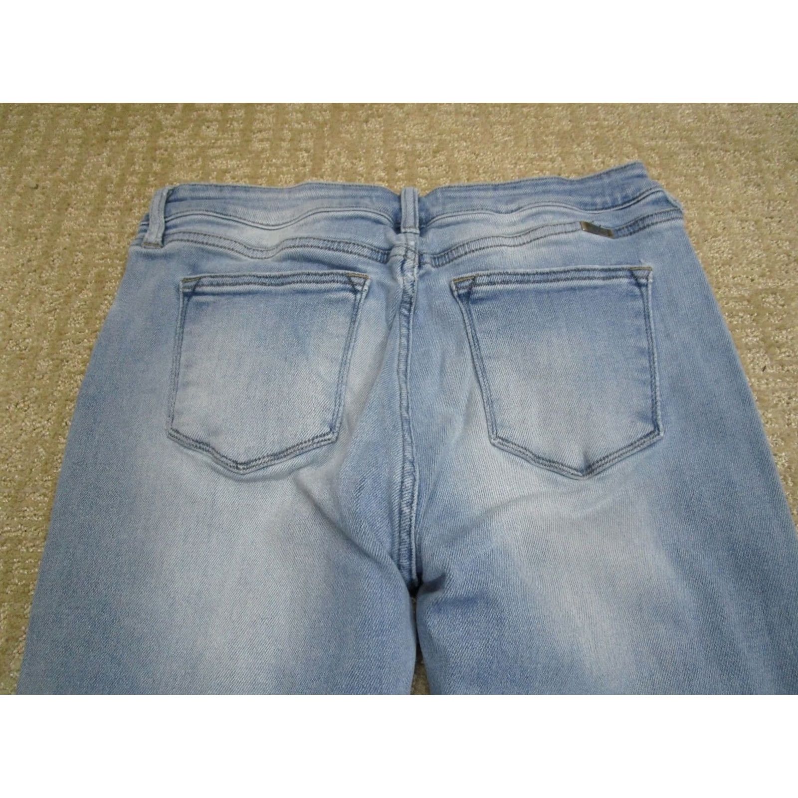 Vintage KanCan Jeans Women 31 Light Blue High Rise Flared Distressed 5-Pocket Denim Pants Shine Logo Bohemian Hippie 90s Style Womens Size 24" / US 00 / IT 34 - 5 Thumbnail
