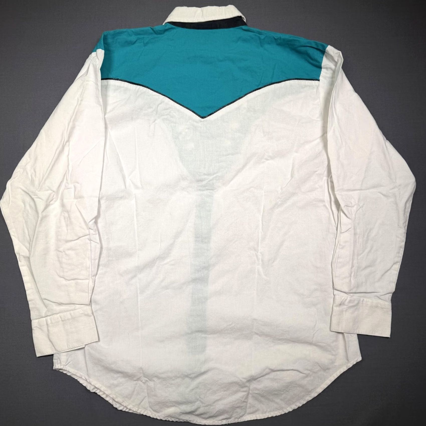 Altea VINTAGE 1849 Ranchwear Shirt Mens Large White Teal Western Long Sleeve Button Up Size US L / EU 52-54 / 3 - 5 Thumbnail