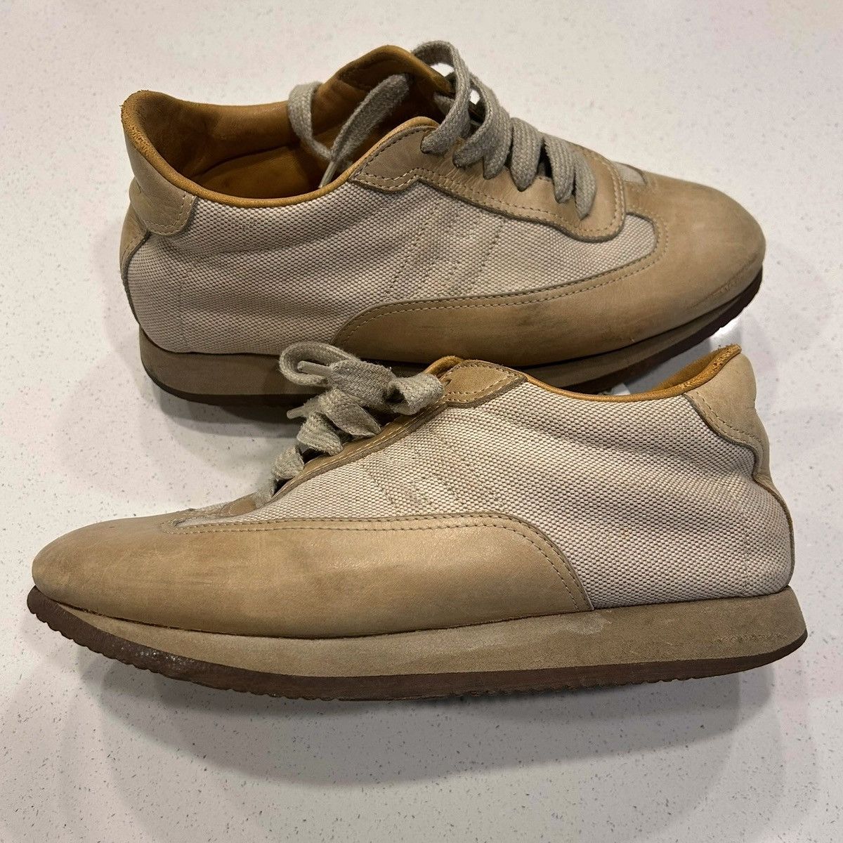 Hermes × Vintage Vintage 1980’s Hermès Leather & Canvas Sneakers Size 38 Size US 7 / IT 37 - 7 Thumbnail