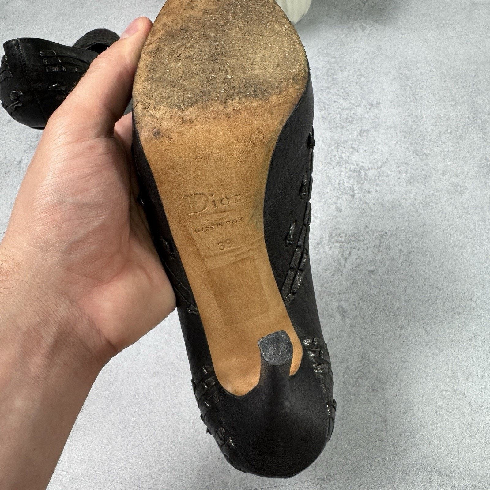 Dior CHRISTIAN DIOR Braided Leather Platform Pumps Black size 39 Size US 9 / IT 39 - 22 Thumbnail