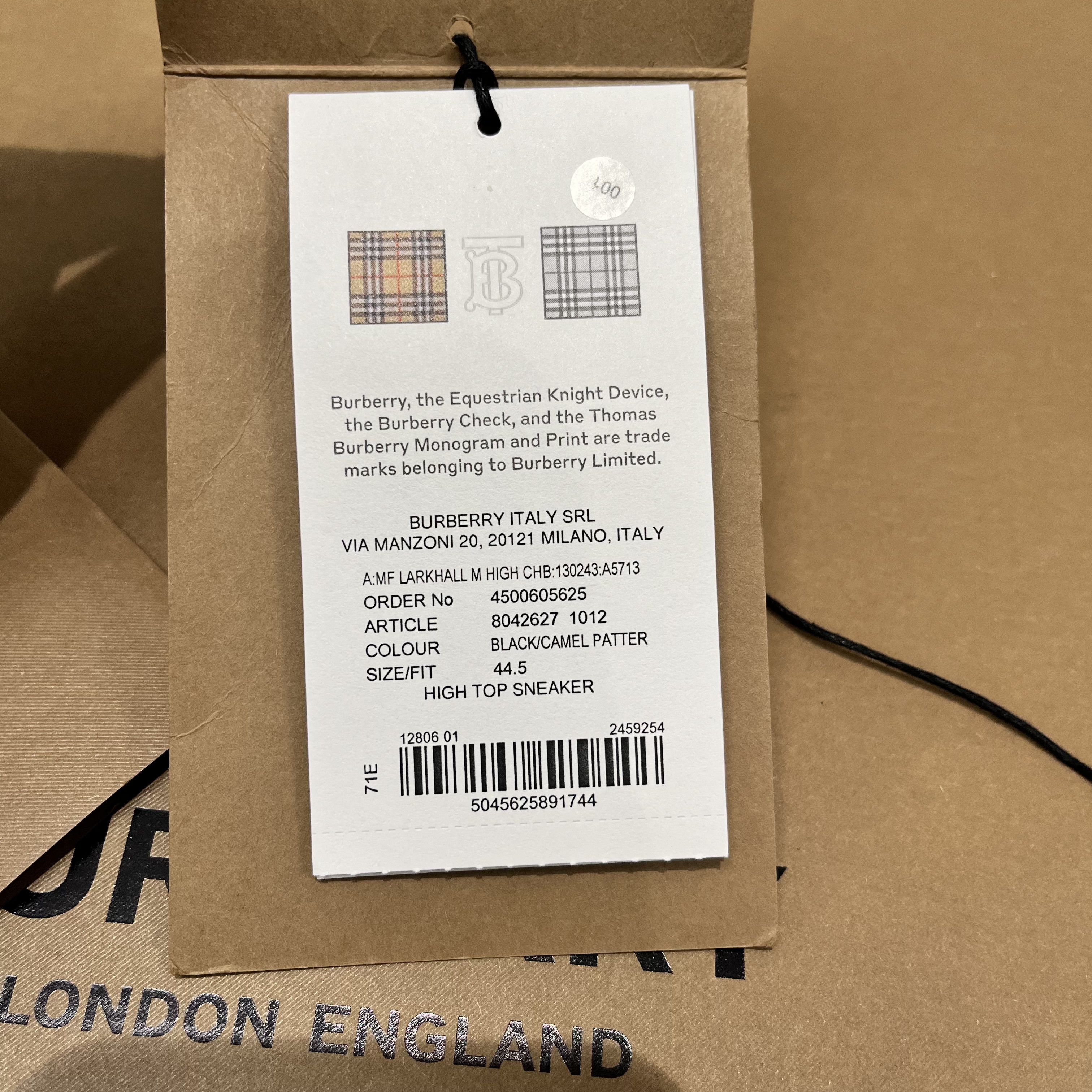 Burberry Burberry Larkhall High-Top Sneakers Check Print Leather Size US 12.5 / EU 45-46 - 15 Thumbnail