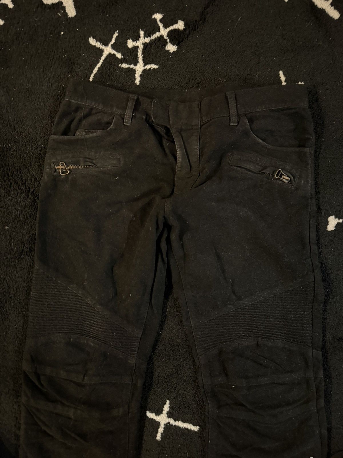 Balmain BALMAIN BIKER LEATHER PANTS SUEDE DECARNIN ERA Size US 32 / EU 48 - 3 Thumbnail