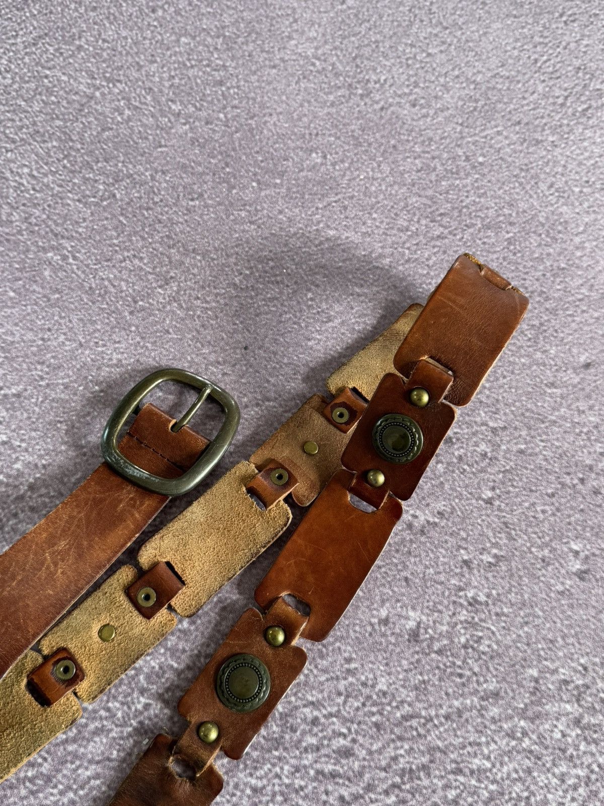 If Six Was Nine Vintage Brown Leather Glamour 00s Western Vibe Belt Size ONE SIZE - 2 Thumbnail