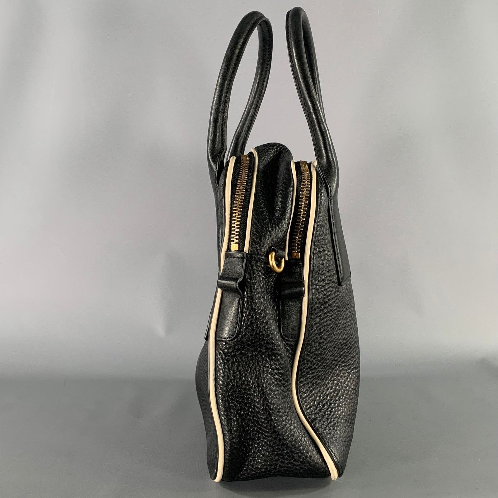 Marc Jacobs MARC JACOBS Size Black White Pebble Grain Leather Bags Size ONE SIZE - 5 Thumbnail