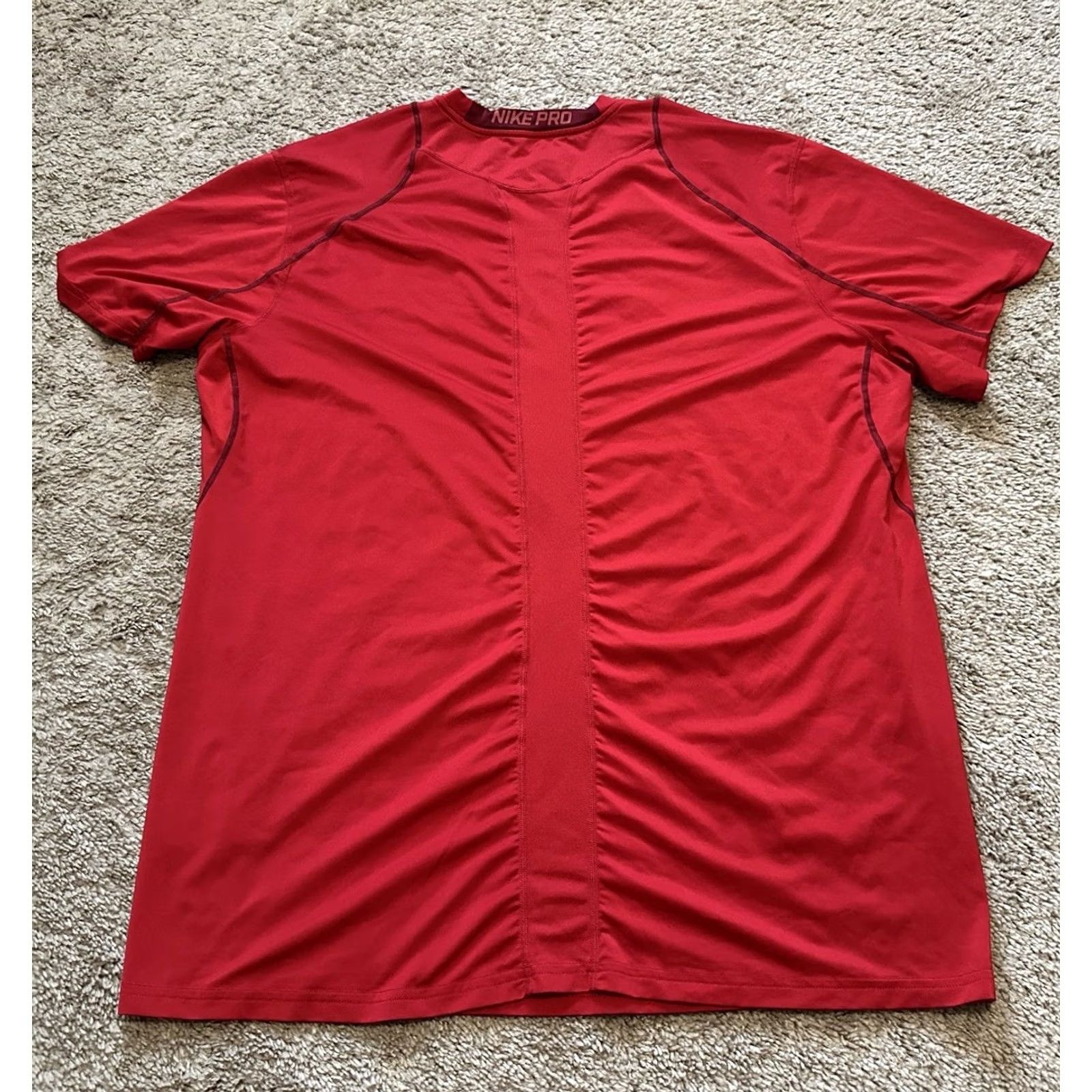 Nike Nike Pro Shirt Mens 2XL Red Dri-Fit Training Gym Workout Short Sleeve Fitted Size US XXL / EU 58 / 5 - 5 Thumbnail