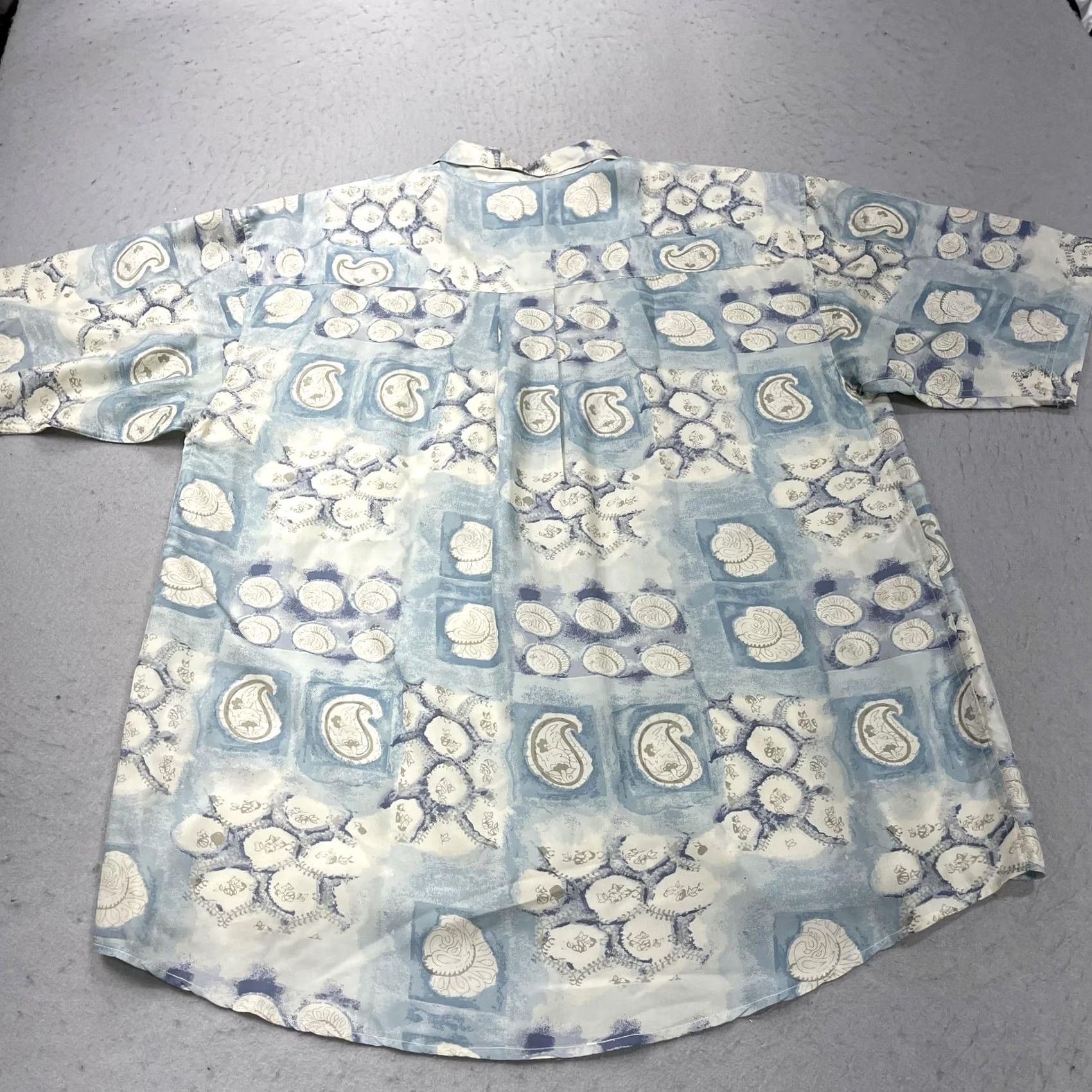 Vintage VINTAGE SUMMA Shirt Mens Large Blue Paisley Silk Short Sleeve Button Summer Camp Size US L / EU 52-54 / 3 - 6 Thumbnail