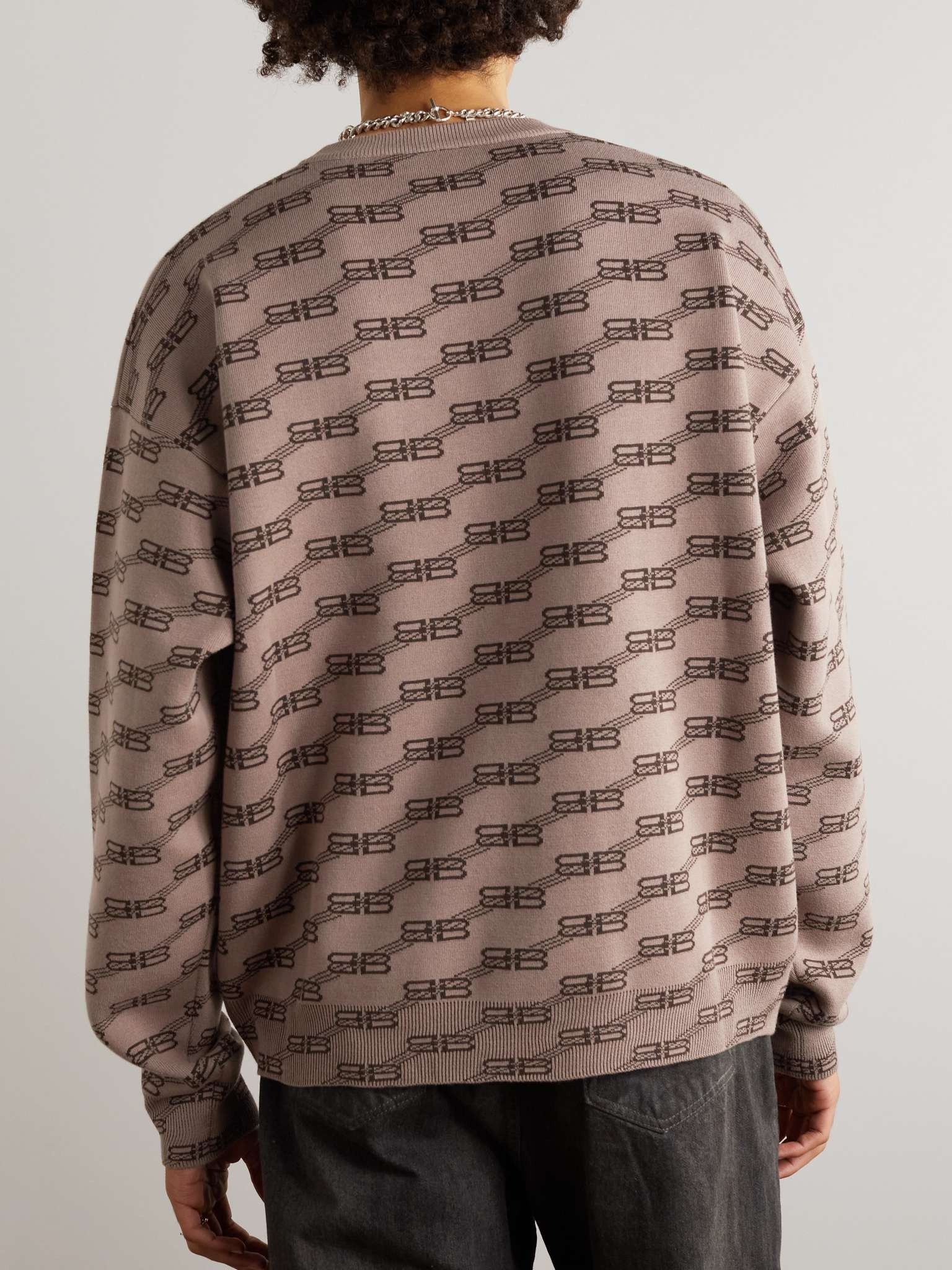 Balenciaga o1w1db11224 BB Monogram Sweater in Beige/Brown Size US S / EU 44-46 / 1 - 4 Thumbnail