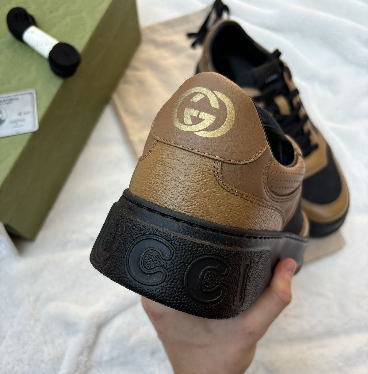 Gucci Gucci Camel/Black Monogram GG Sneaker Size US 12 / EU 45 - 4 Thumbnail