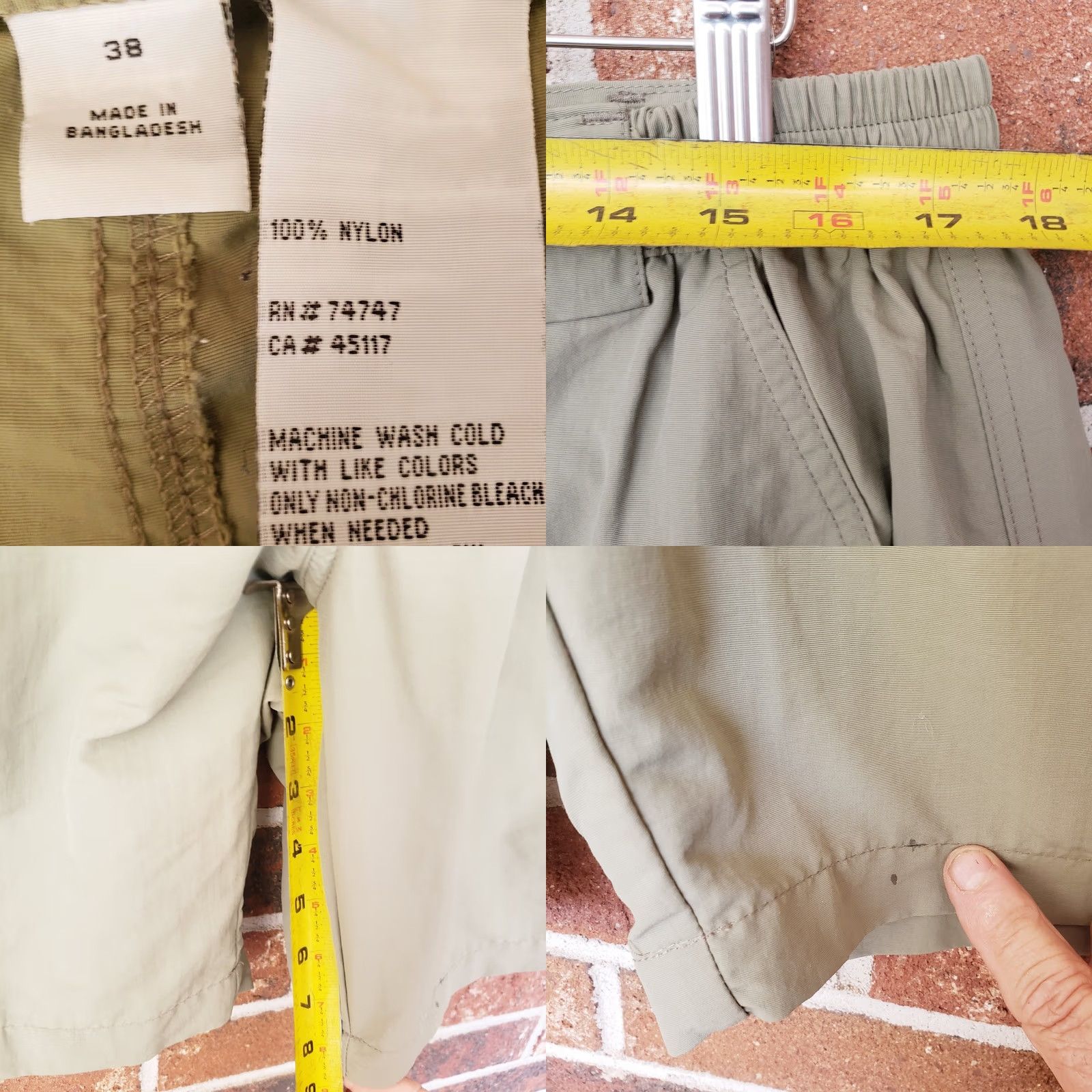 Vintage VINTAGE World Wide Sportsman Cargo Shorts Men 38x9 Green Nylon Lightweight Cargo Pocket Pockets Elastic Waist Button Front Casual Outdoor 90s Style Size US 38 / EU 54 - 9 Thumbnail