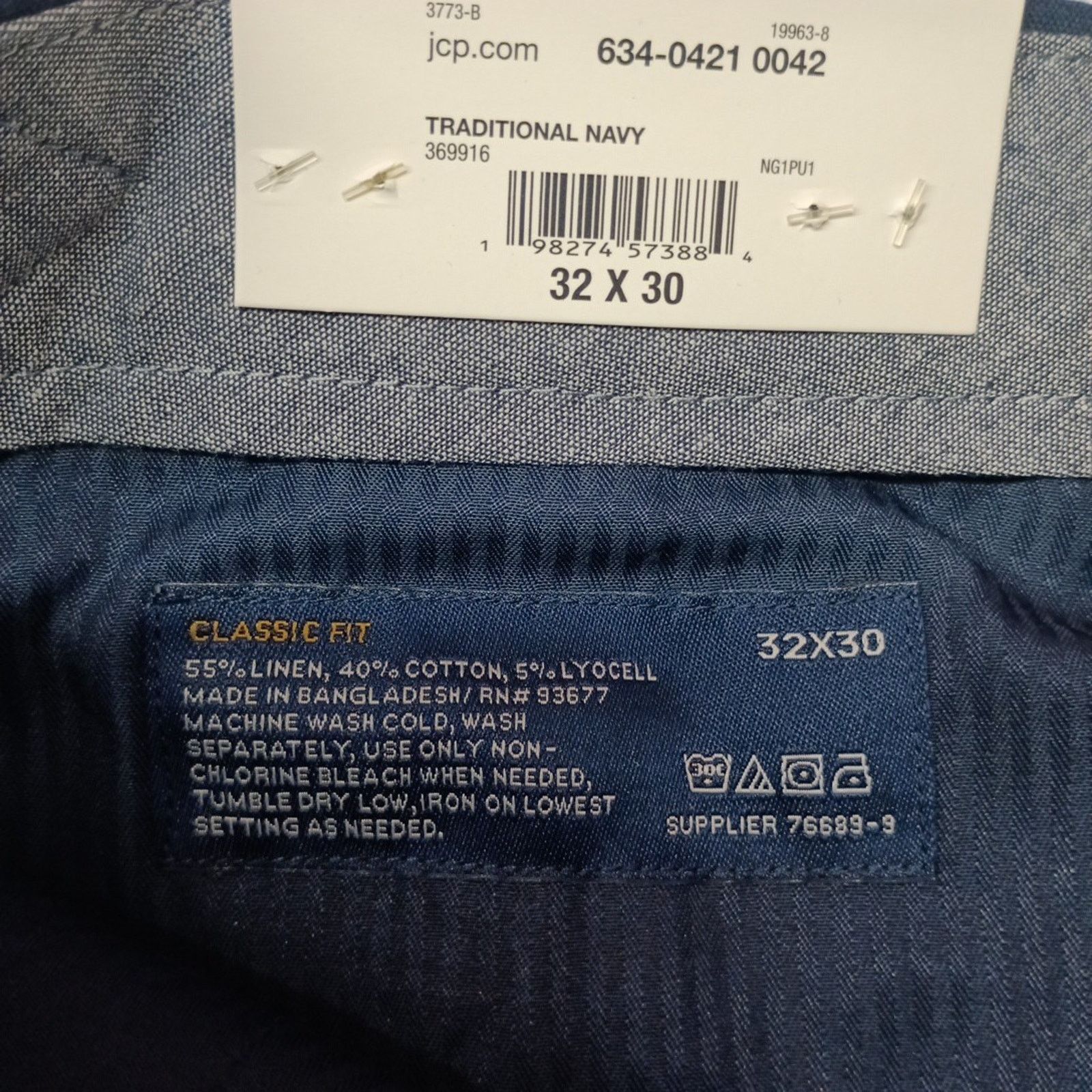 Stafford Stafford Classic Fit Blue Linen Dress Pants Men's Size 32x30 Size US 32 / EU 48 - 5 Thumbnail