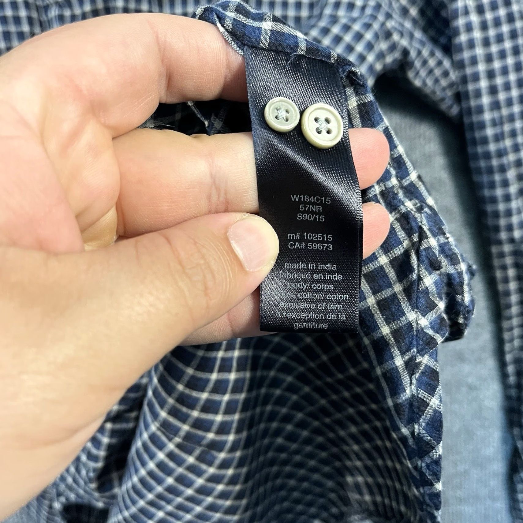 John Varvatos John Varvatos Button-Down Shirt Mens Large 100% Cotton Plaid Blue Flannel Crew Neck Long Sleeve Button-Up Regular Mens Size US L / EU 52-54 / 3 - 6 Thumbnail