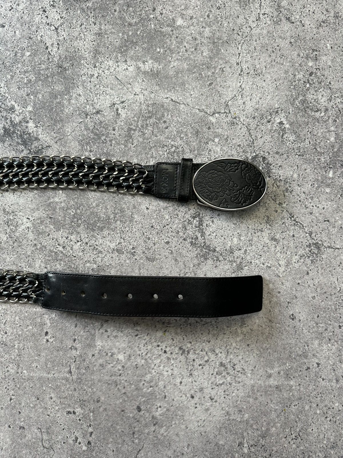 Hysteric Glamour × Mexx × Vintage Vintage Mexx Leather Belt Y2K Rhinestones Punk Metal Size 32 - 3 Thumbnail