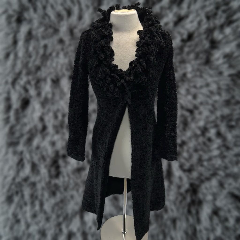 Forever 21 VINTAGE Forever 21 Fringe Collar Cardigan Duster Women’s S Black Bohemian 90s Y2K Goth Mens? Size S / US 4 / IT 40 - 1 Thumbnail