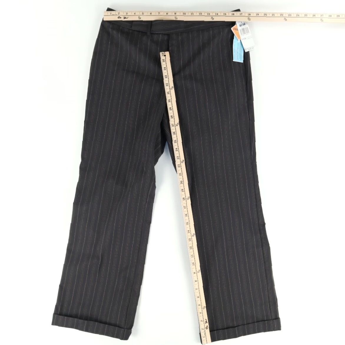 Dockers Dockers Stretch Stain Defender Just Below Waist Polyester Microfiber Chino Pants Brown Striped Women's 14M Size 36" / US 14 / IT 50 - 3 Thumbnail