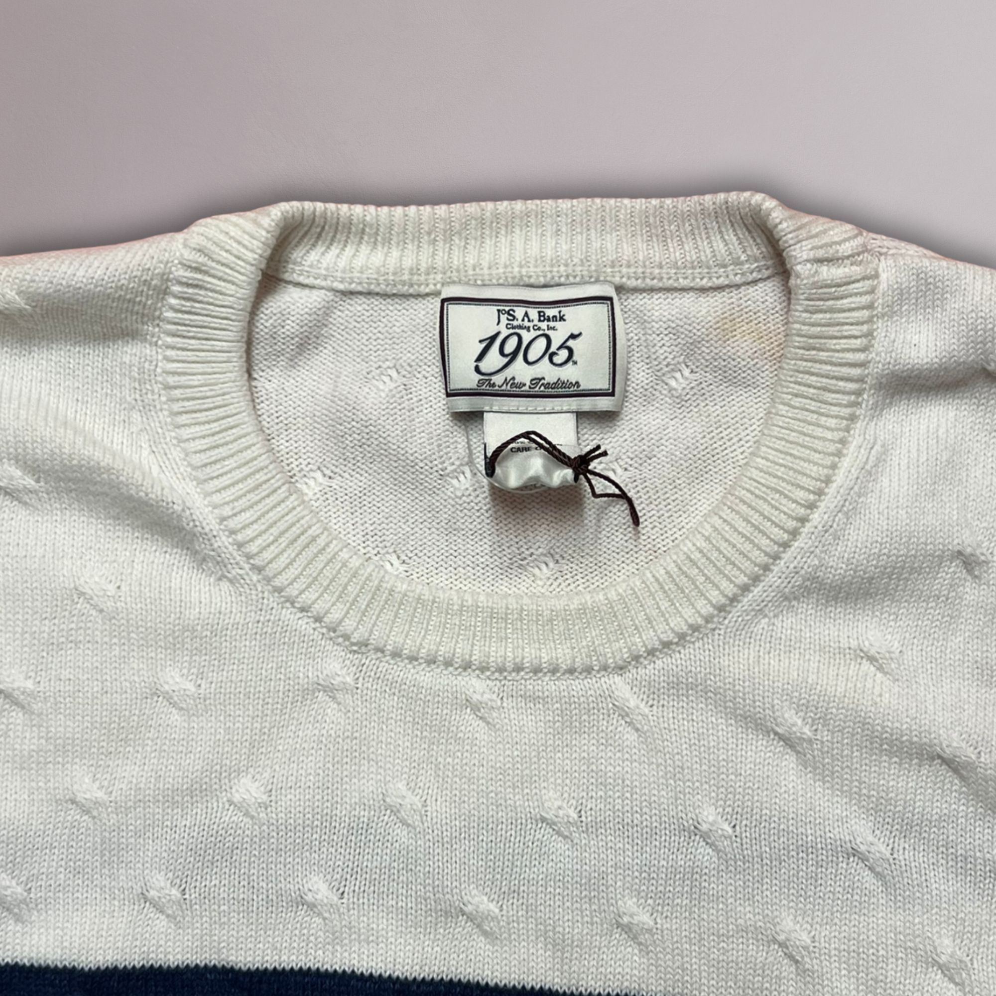 Other Jos A Bank 1905 Mens Large Blue Striped Crew Neck Sweater Co Size L / US 10 / IT 46 - 4 Thumbnail