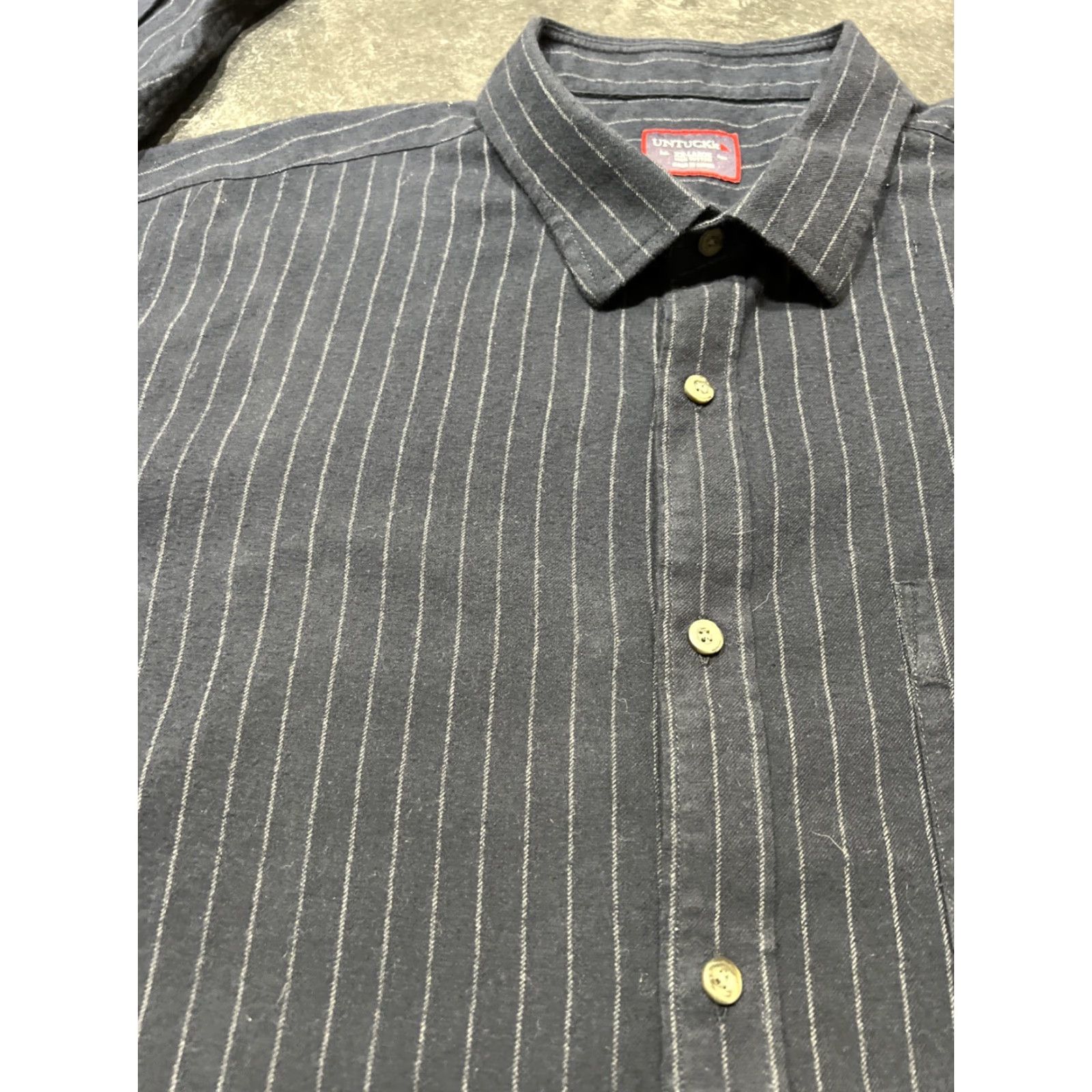 UNTUCKit VINTAGE UNTUCKit Flannel Shirt Men’s XXL Navy Pinstripe Long Sleeve Button-Up Slim Fit 90s Size US XXL / EU 58 / 5 - 4 Thumbnail