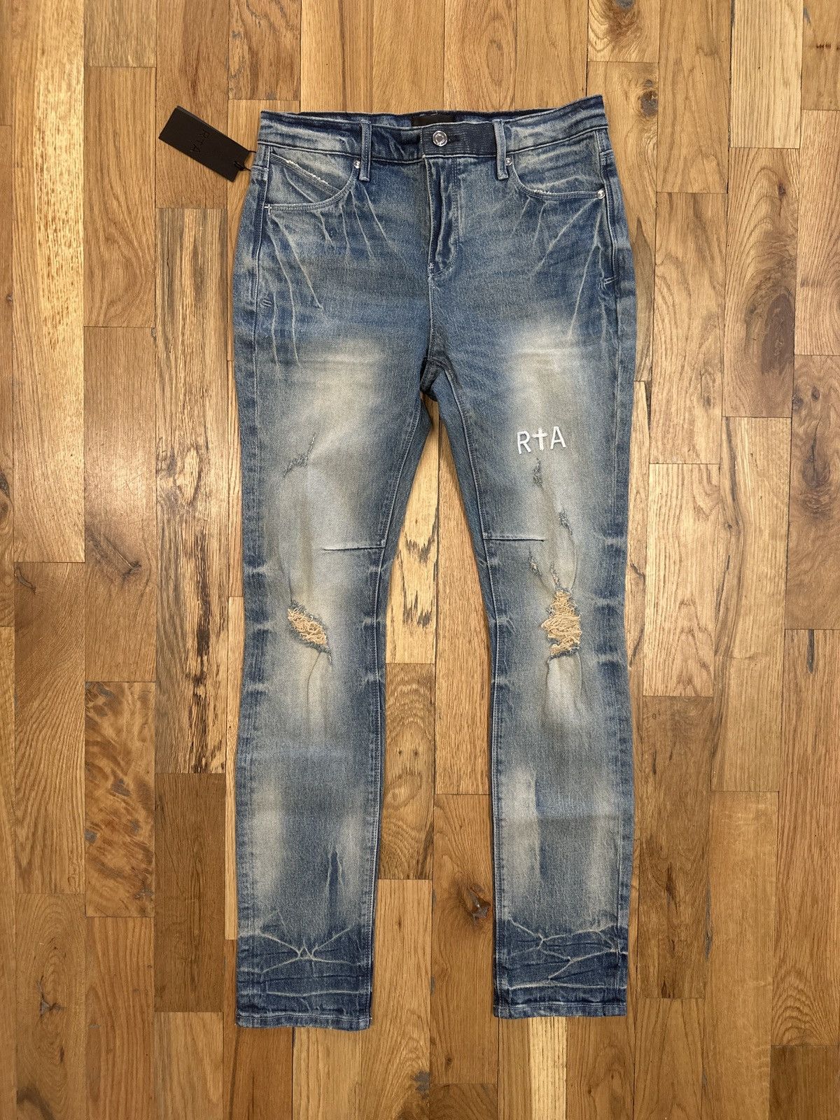 RTA Clayton Worn Out Blue Denim Jeans Size 32