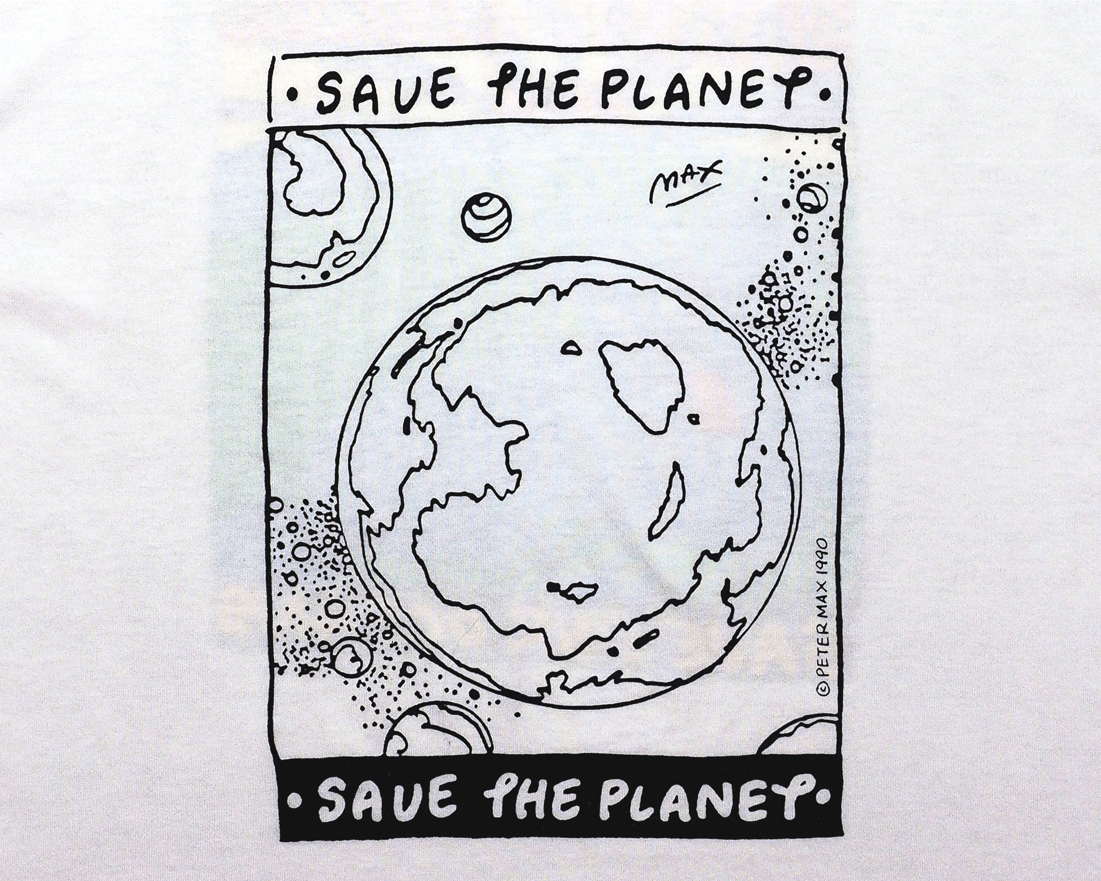 Vintage Vintage 1990s Peter Max Save The Planet Ringer Shirt L Size US L / EU 52-54 / 3 - 2 Thumbnail