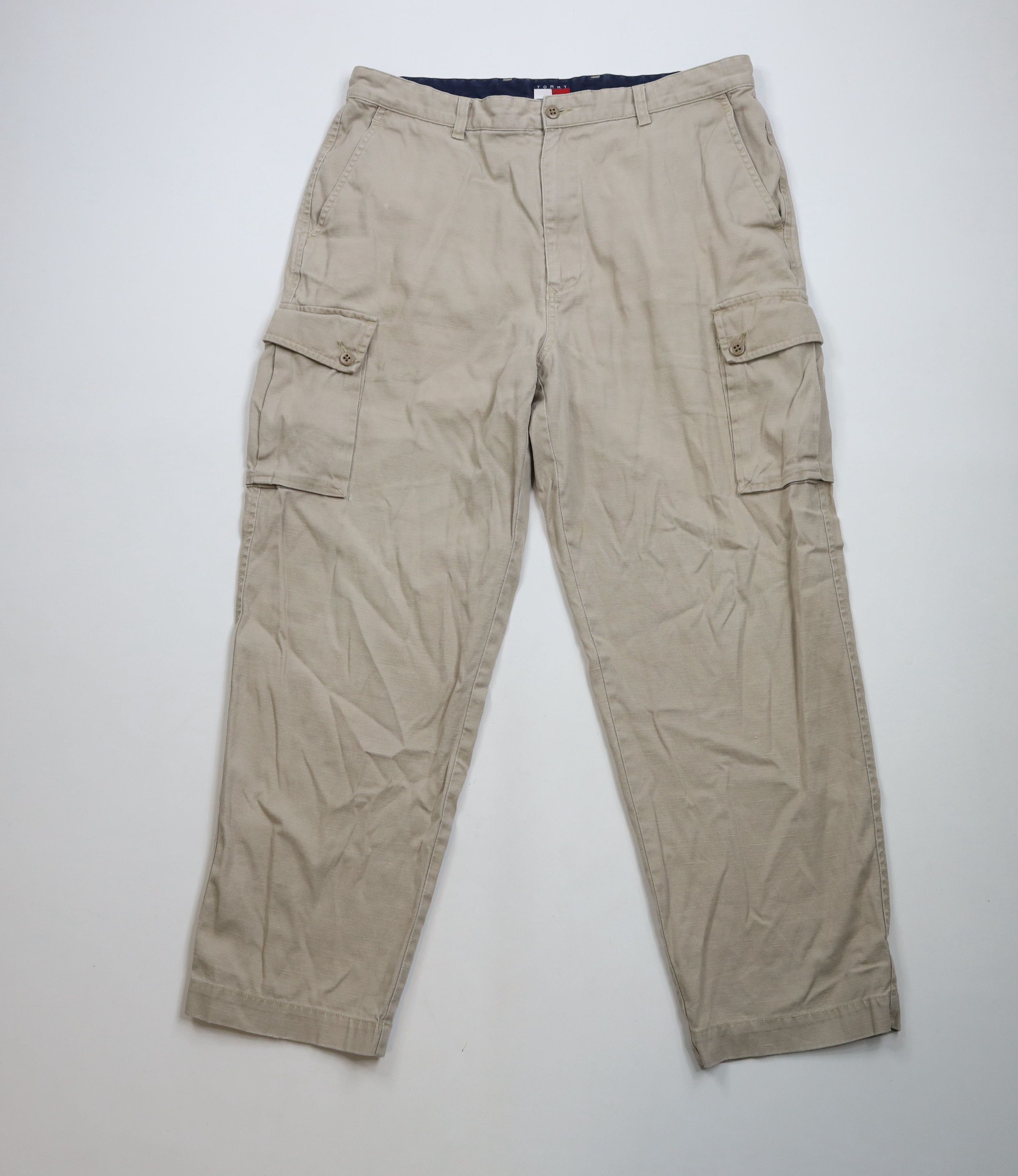 Tommy Hilfiger × Vintage Vintage 90s Tommy Hilfiger Linen Blend Wide Leg Cargo Pants Size US 36 / EU 52 - 1 Thumbnail