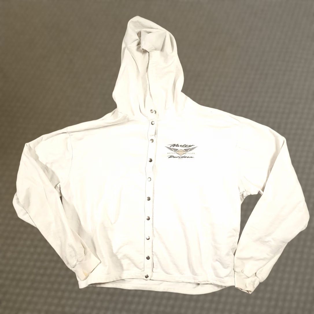 Harley Davidson VINTAGE Harley-Davidson Hoodie Womens Medium Snap Up Distressed Davenport Iowa Hoodie Mens Womens Girls Boys Size M / US 6-8 / IT 42-44 - 1 Thumbnail
