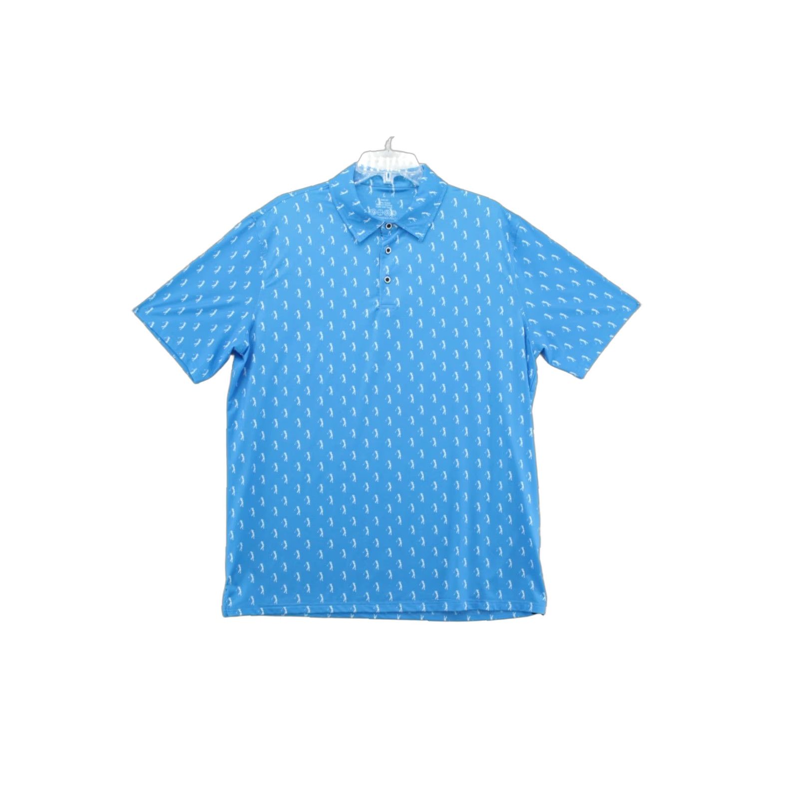 Vintage Damipow Premium Polo Shirts Men Large Blue Performance Allover Golfer Print Polo Shirt Mens Large Blue Golfer Print Premium Damipow Size US L / EU 52-54 / 3 - 1 Thumbnail