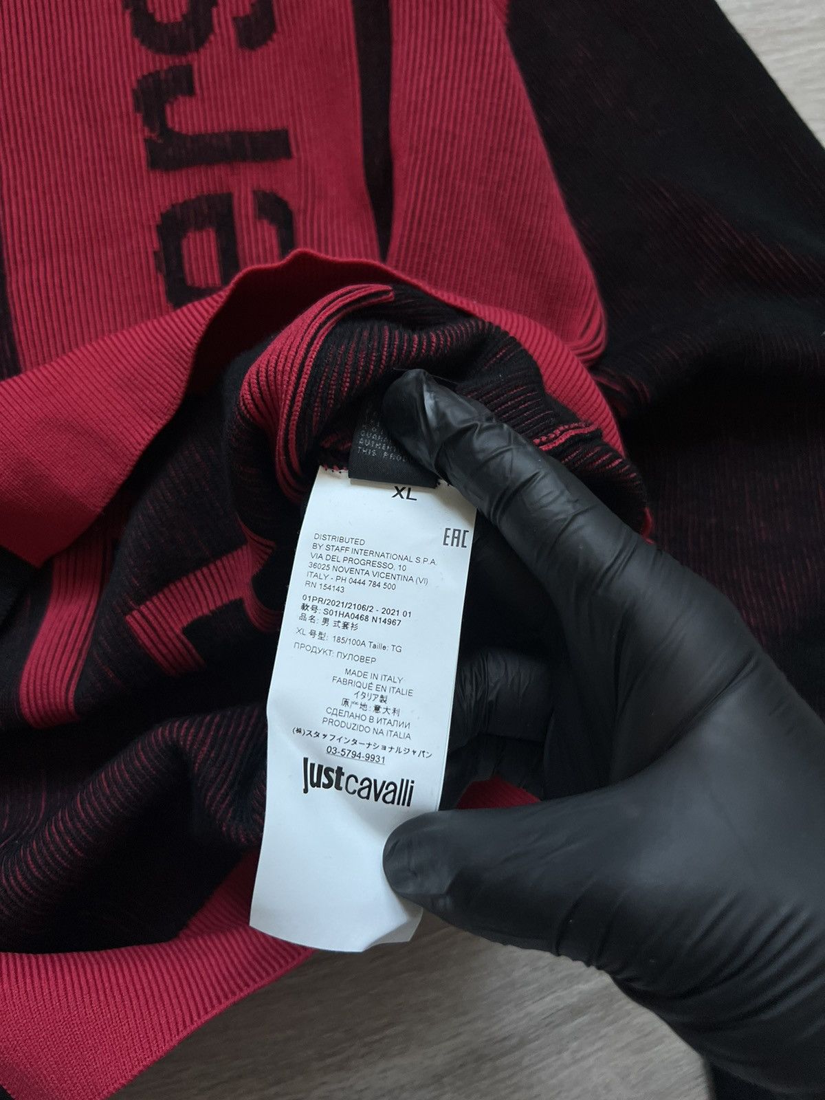 Just Cavalli Just Cavalli Sweatshirt Knit Rare Big Logo 3D red/black Size US XL / EU 56 / 4 - 12 Thumbnail