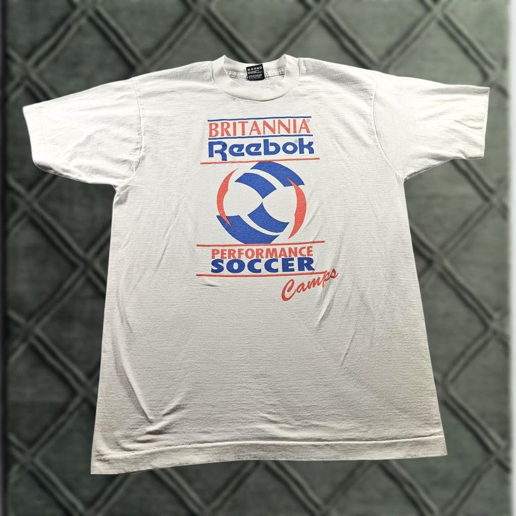 Fruit Of The Loom VINTAGE Britannia Reebok Shirt Mens Large White Soccer Camp 90s Autographed USA Shirt Size US L / EU 52-54 / 3 - 1 Thumbnail