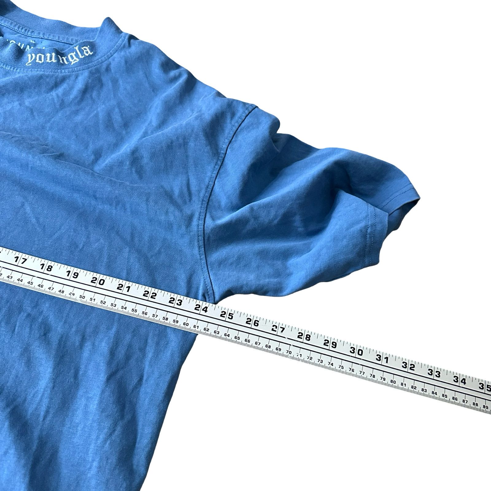 Young Thug YoungLA Roman Tee T-Shirt Mens XL Blue Cotton Embroidered Size US XL / EU 56 / 4 - 7 Thumbnail