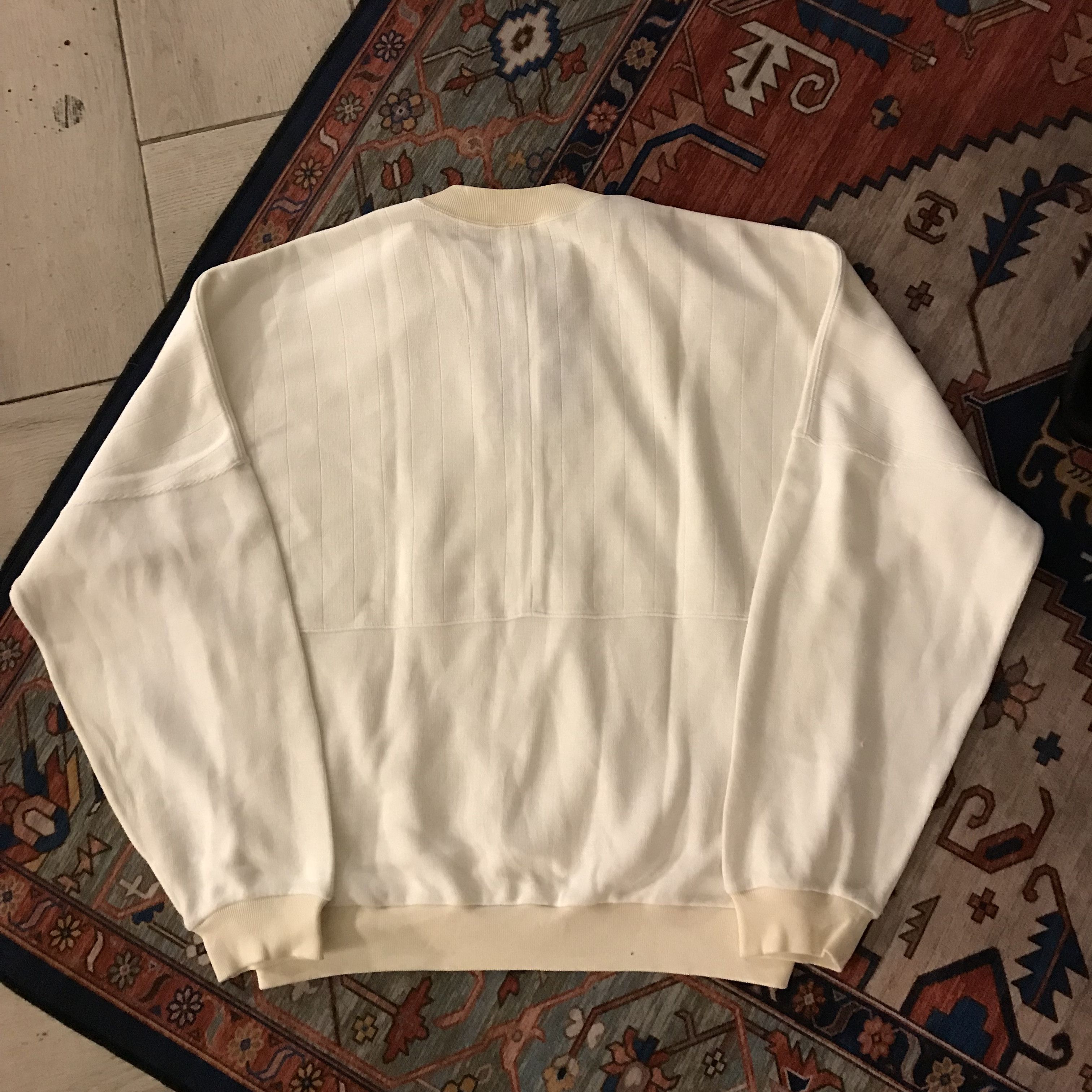 Adidas Vintage Adidas Sweater Crewneck Half button in bone white Size US L / EU 52-54 / 3 - 7 Thumbnail
