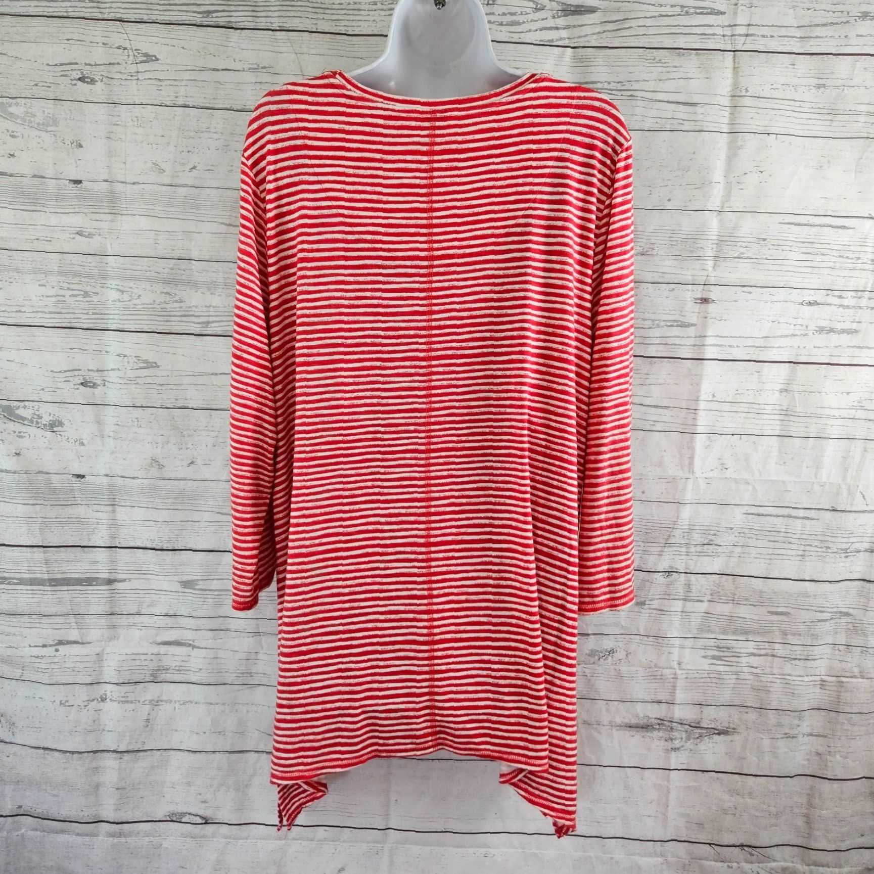 Vintage Chico's Zenergy Womens Top XL Red White Stripe 3/4 Sleeve Rayon Blend Shirt Blouse Womens XS? Size XL / US 12-14 / IT 48-50 - 4 Thumbnail