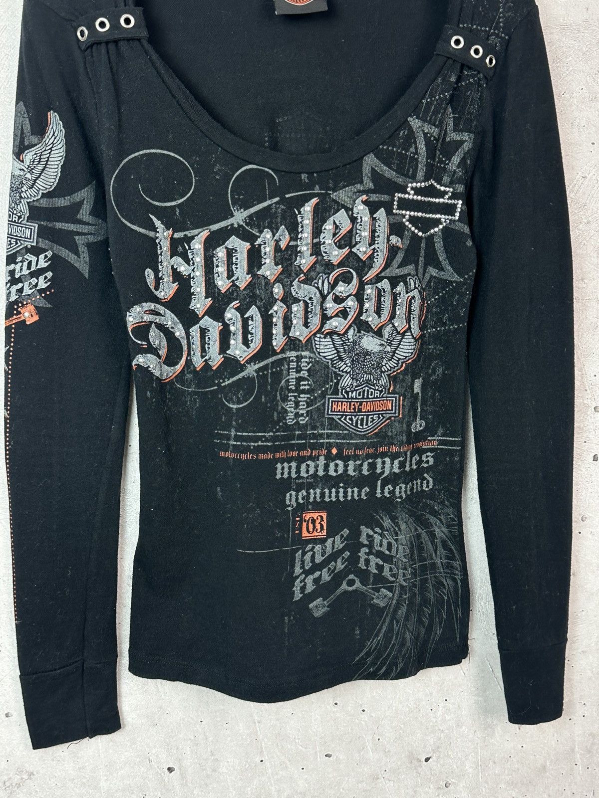 Harley Davidson Vintage Harley-Davidson Rare Printed Black Long Sleeve Size S / US 4 / IT 40 - 4 Thumbnail