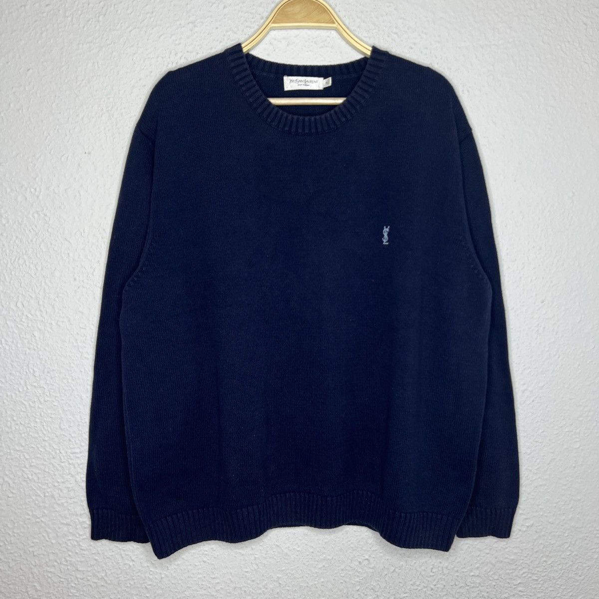 Image of Designer YVES Saint Laurent YSL Jumper Sweater Knitwear Navy, Men's (Size XL)