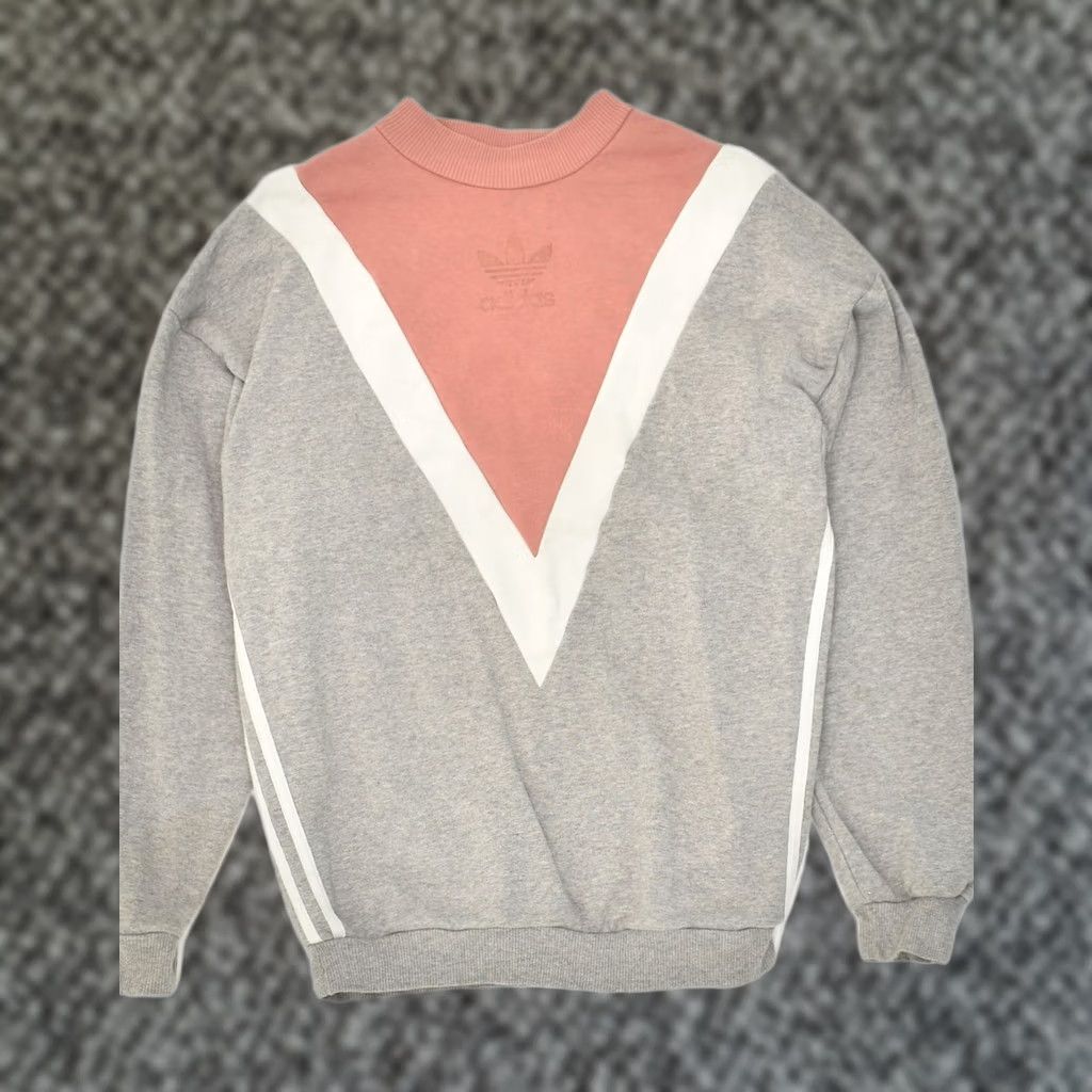 Adidas ADIDAS Womens Sweatshirt Jumper Grey Colourblock Cotton Small UK 8 Size M / US 6-8 / IT 42-44 - 1 Thumbnail